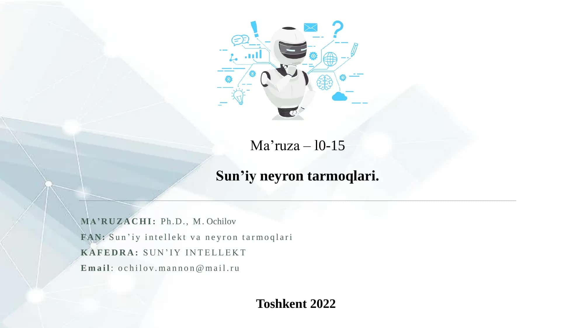 Sun’iy neyron tarmoqlari 1