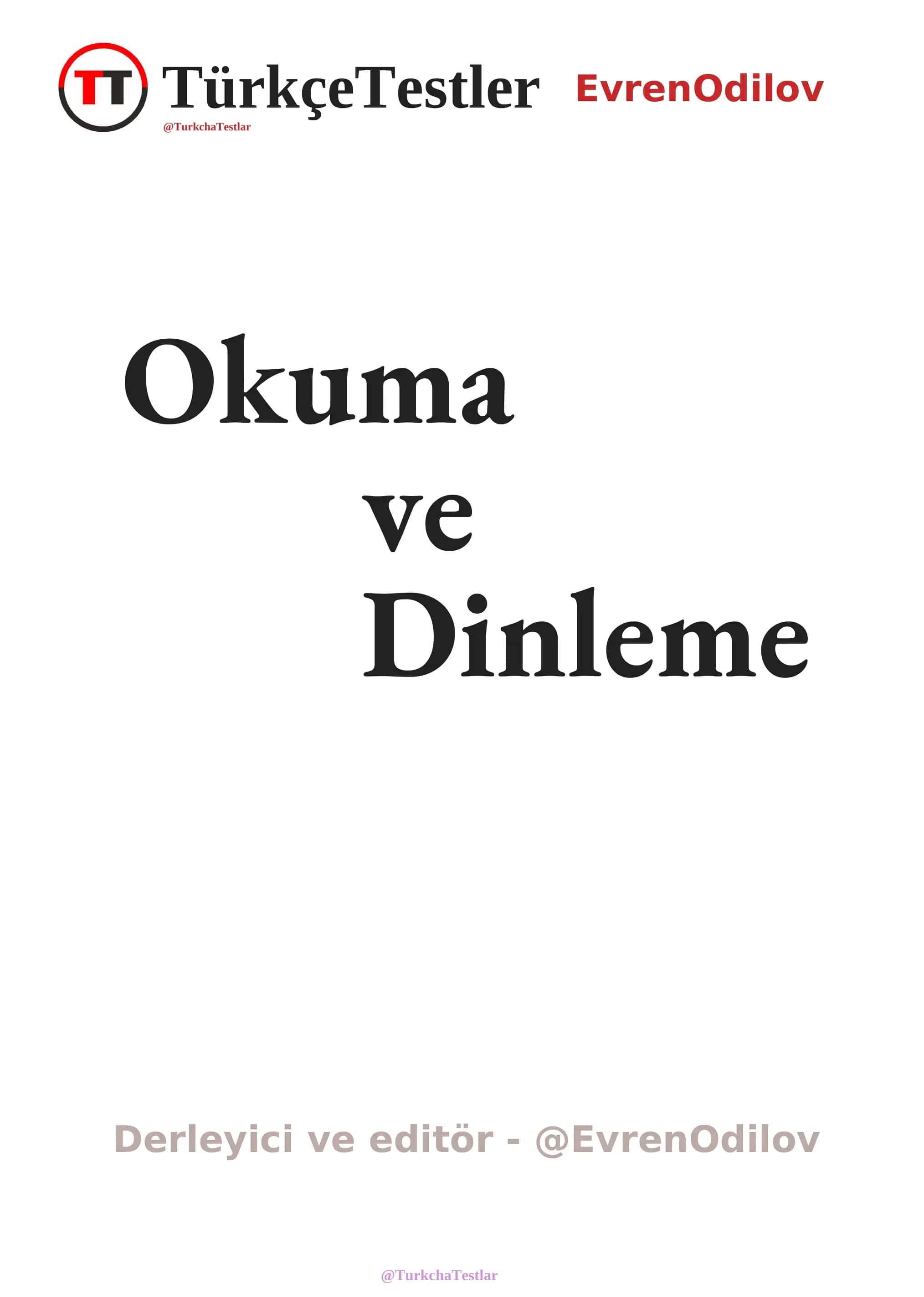 Okuma ve Dinleme - Türkçe Testler 1
