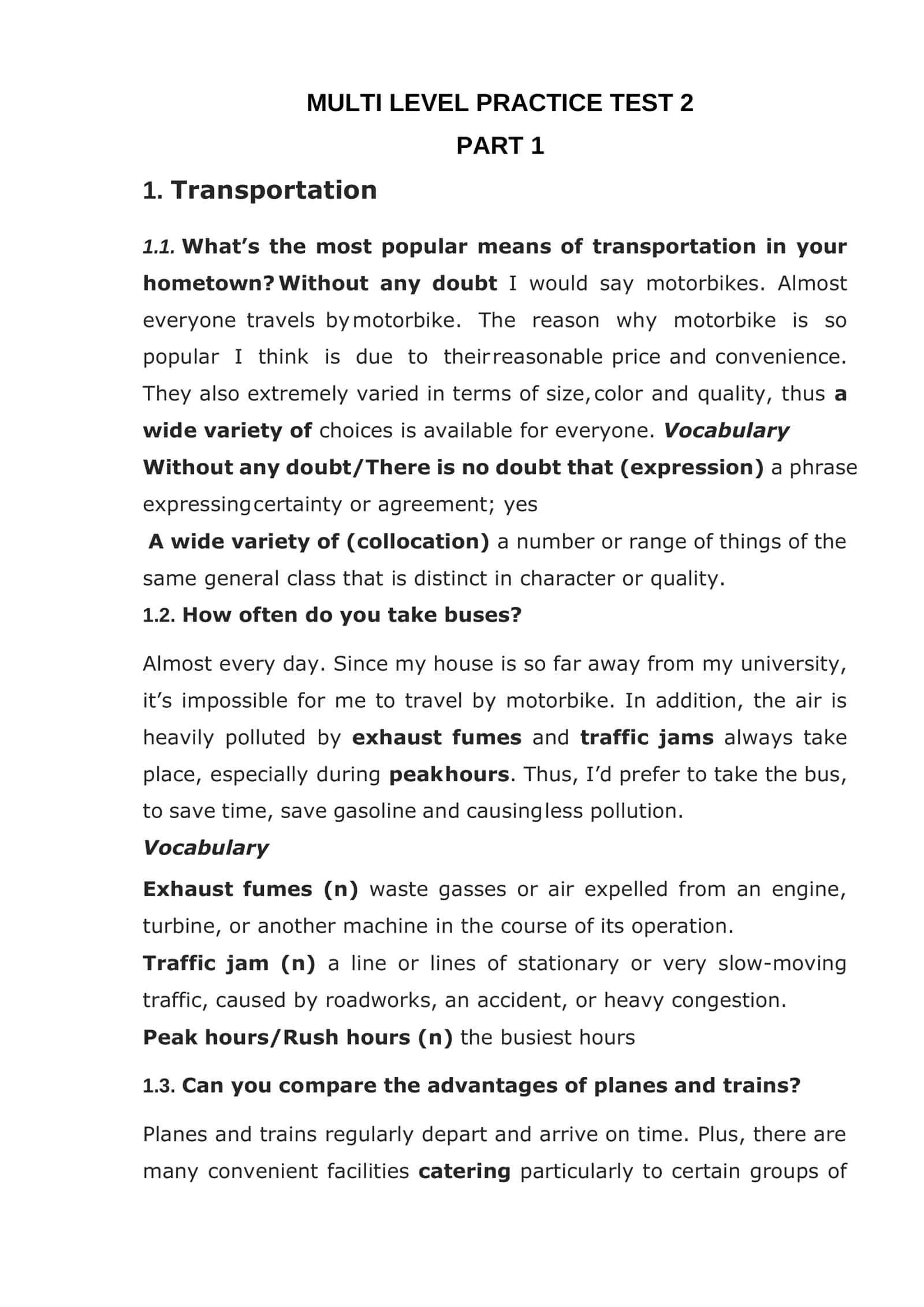 MULTI LEVEL PRACTICE TEST 2 1