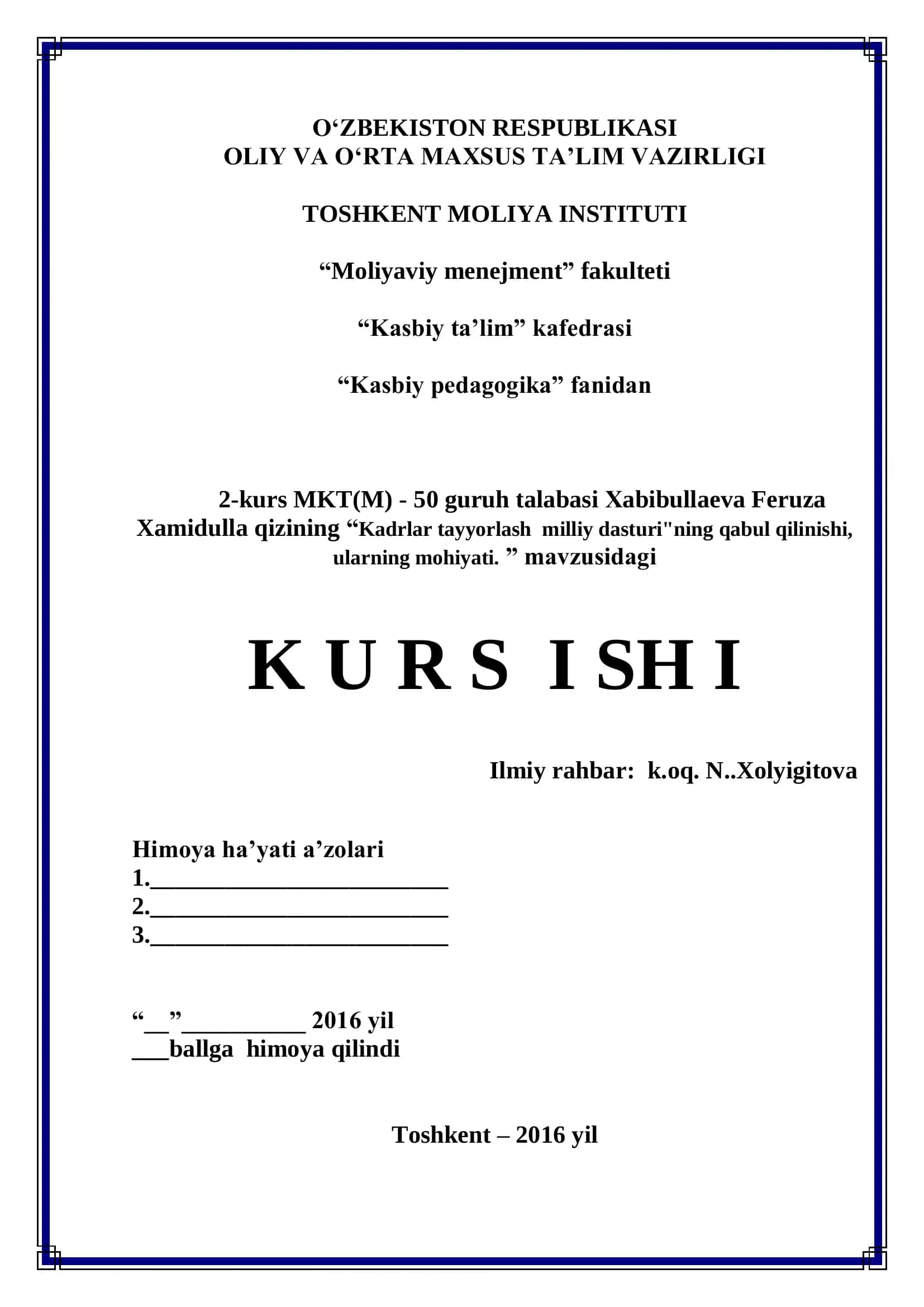 Kadrlar tayyorlash Milliy dasturi 1