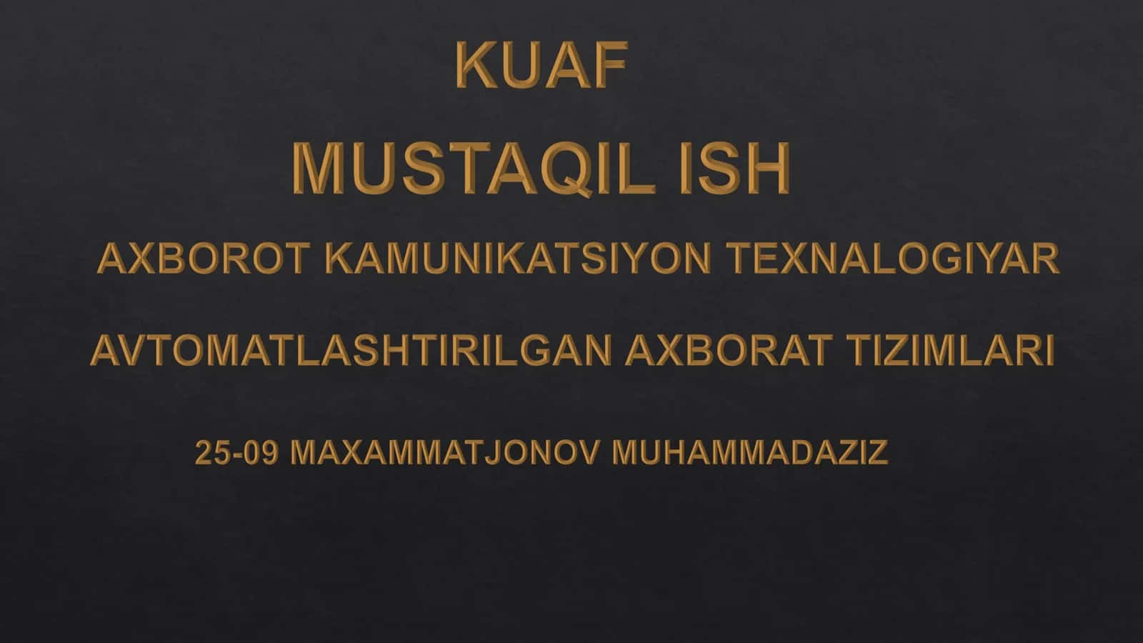 Avtomatlashtirilgan axborot tizimlari 1
