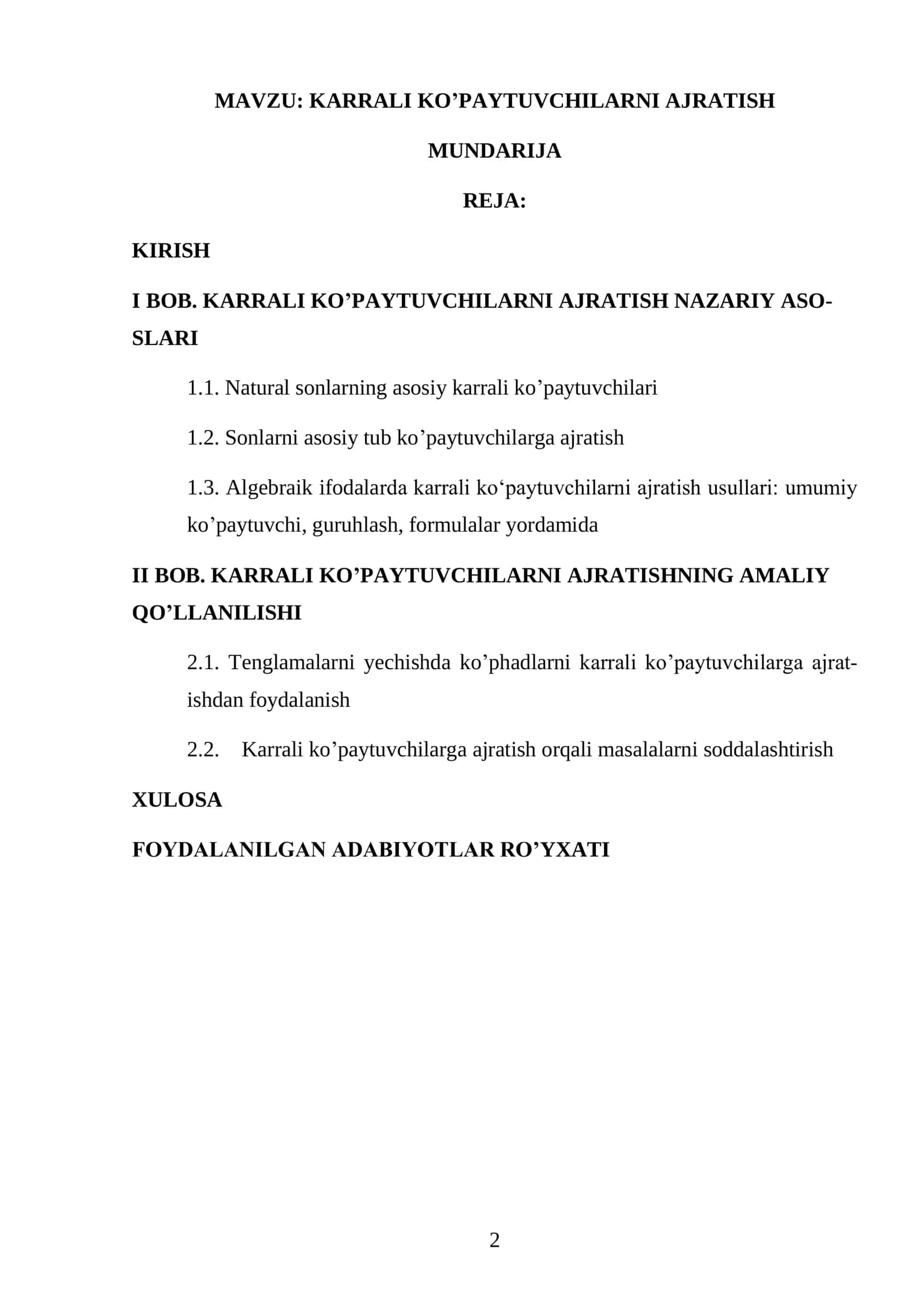 KARRALI KO’PAYTUVCHILARNI AJRATISH 1