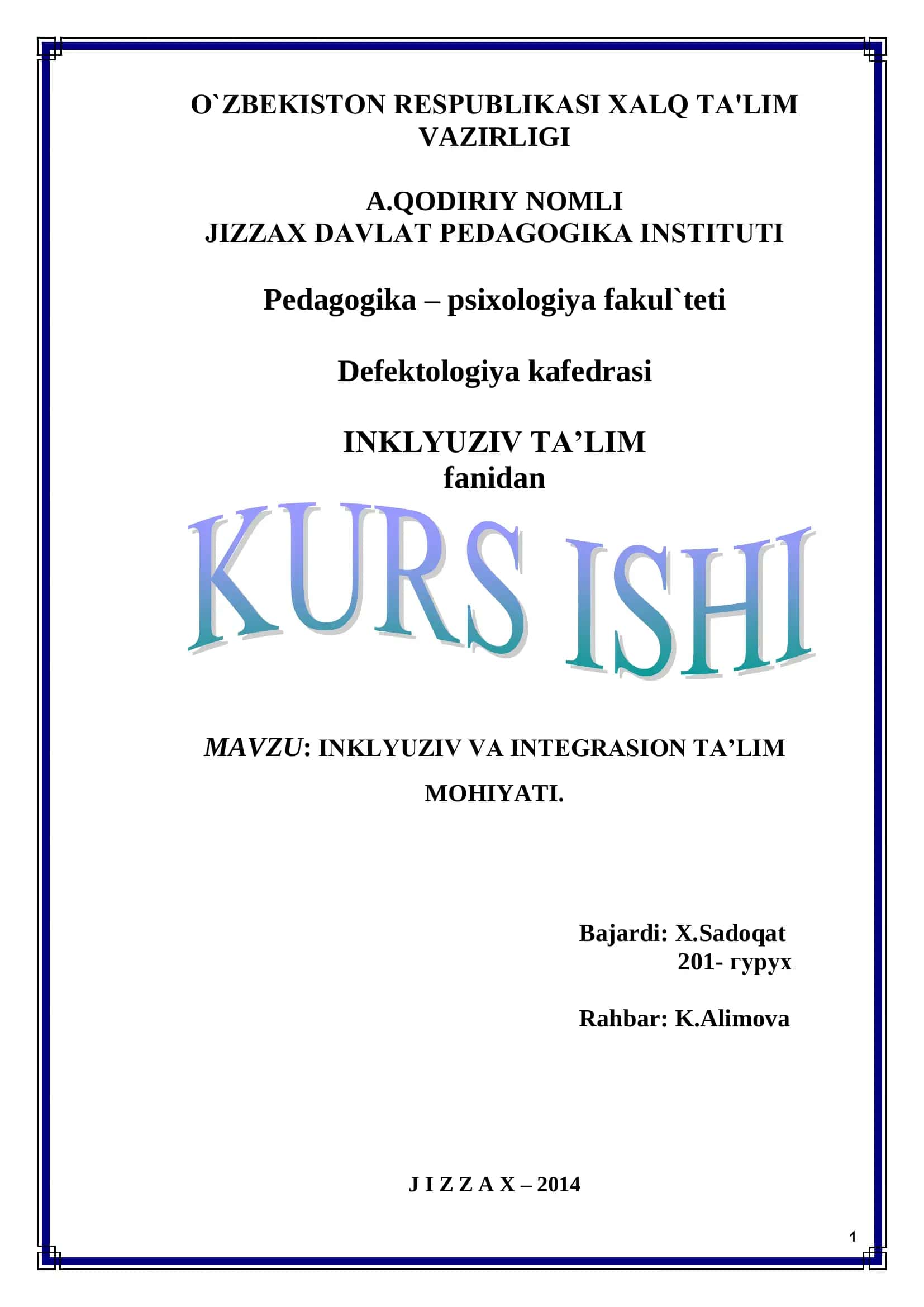 INKLYUZIV VA INTEGRASION TA’LIM MOHIYATI 1
