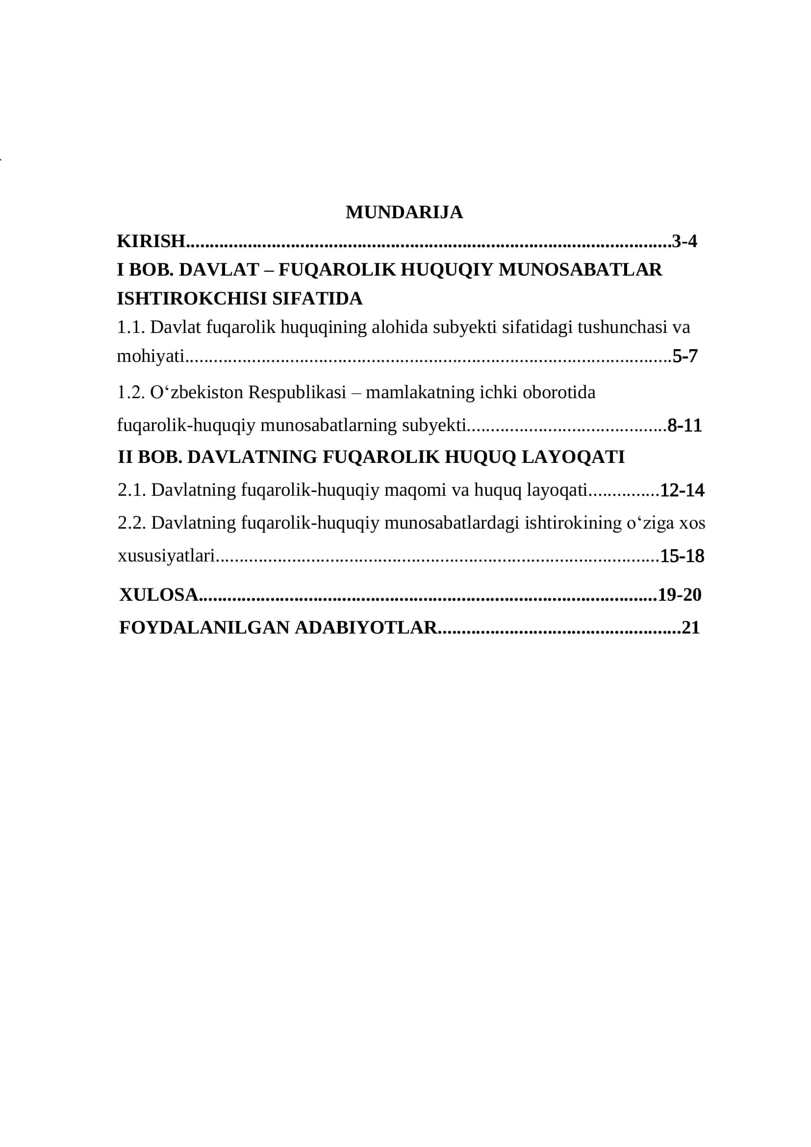 Davlat – Fuqarolik Huquqi Munosabatlar 1