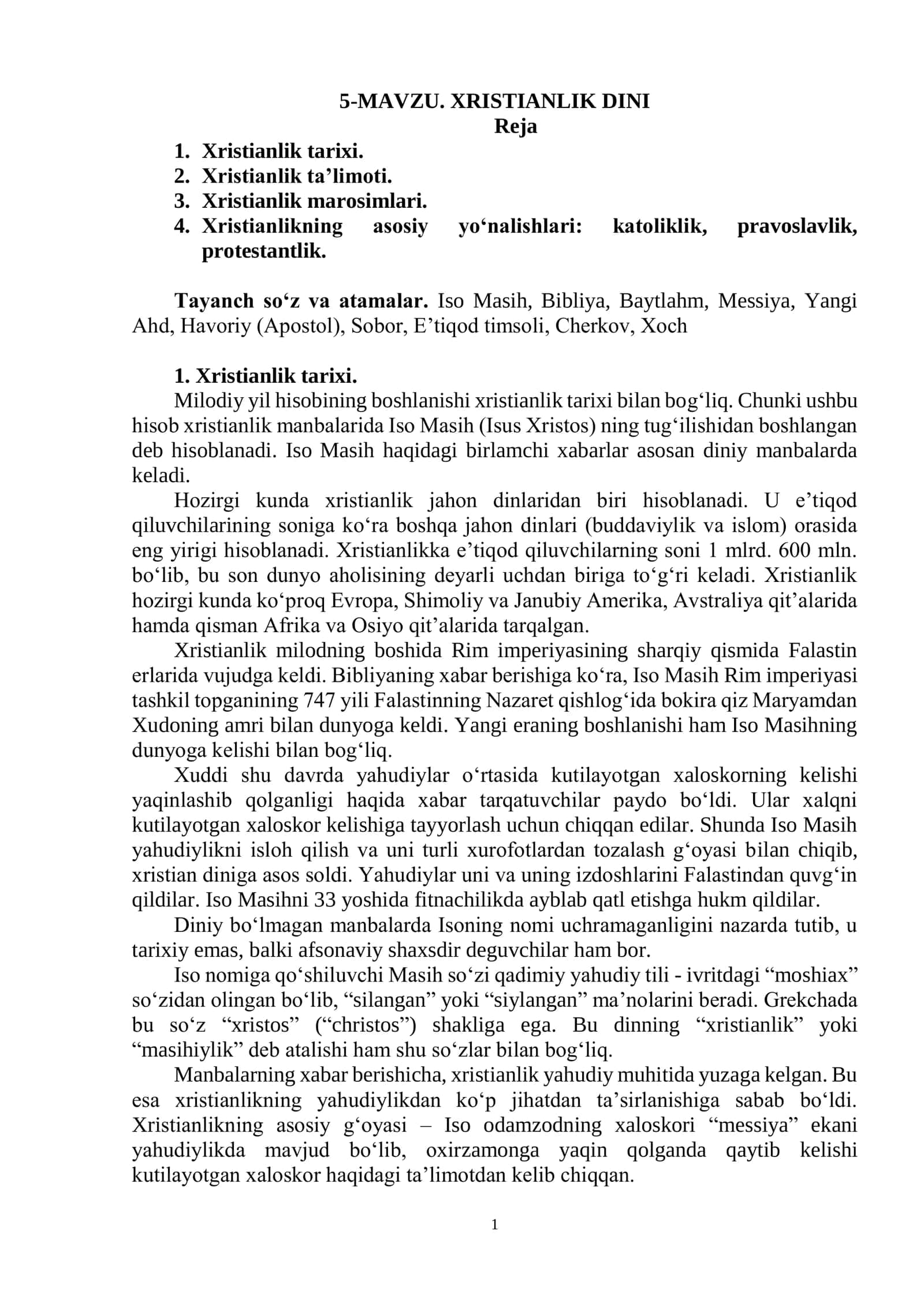 Xristianlik Dini 1