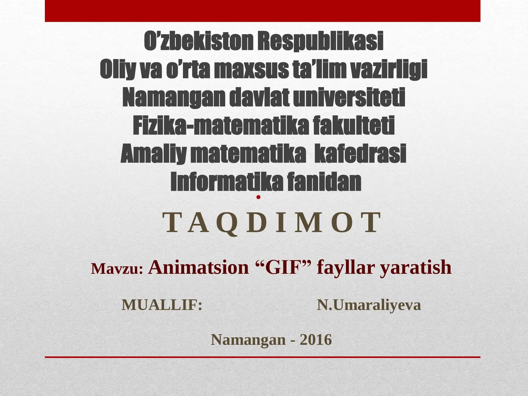 Animatsion “GIF” fayllar yaratish 1