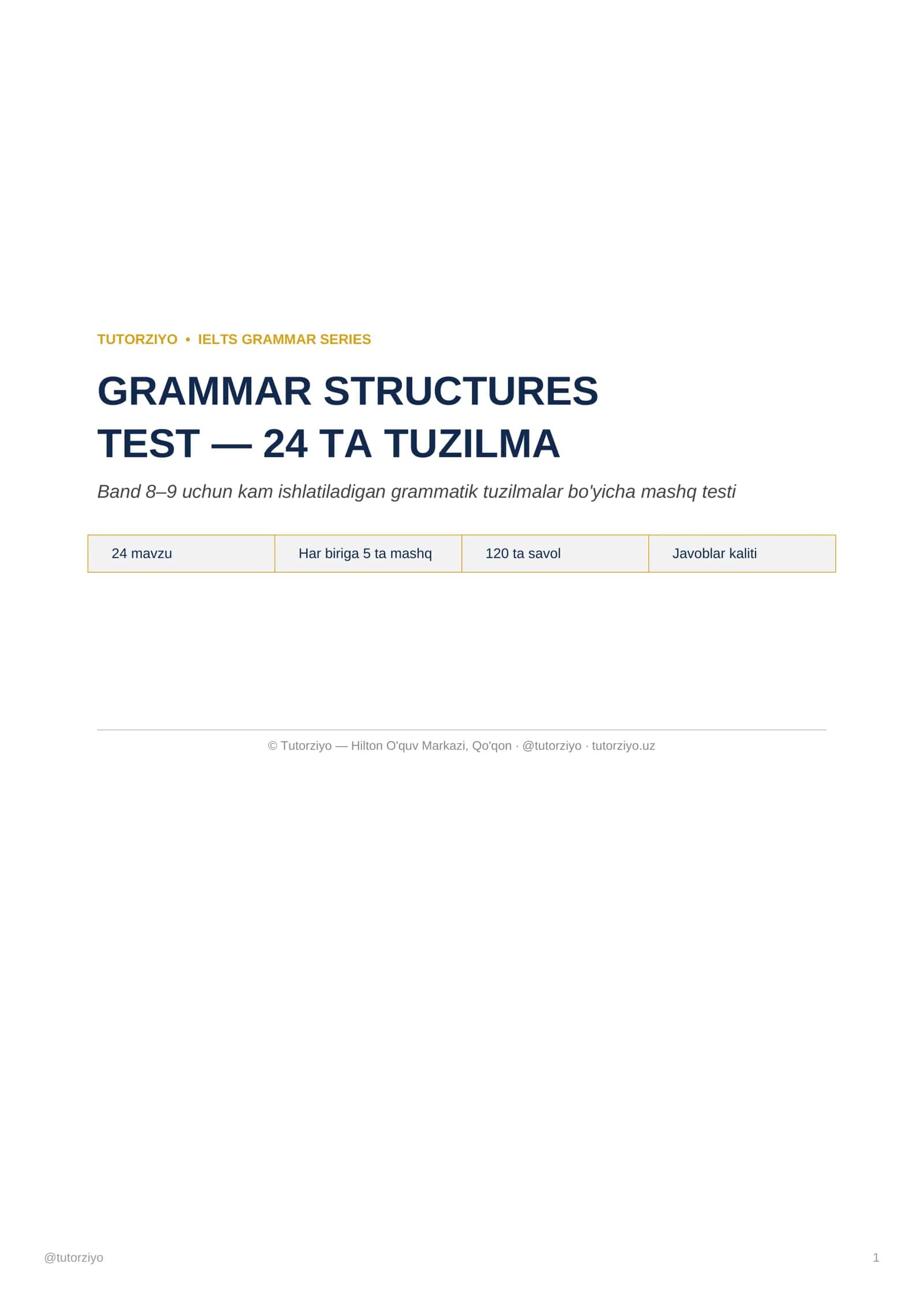 TUTORZIYO • IELTS GRAMMAR SERIES 1
