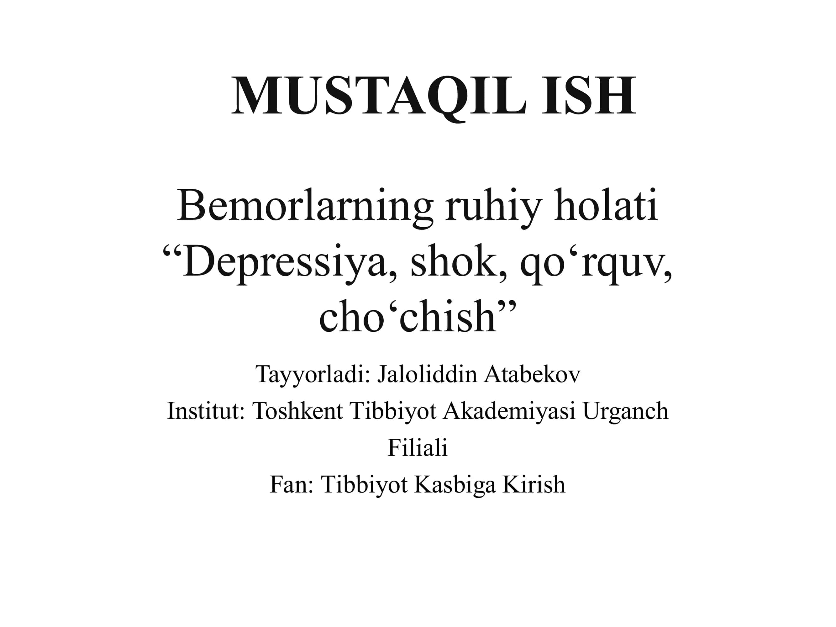 Bemorlarning ruhiy holati 1