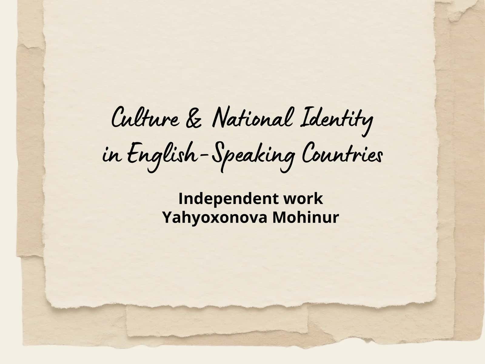 Culture & National Identity in English-Speaking Countries 1
