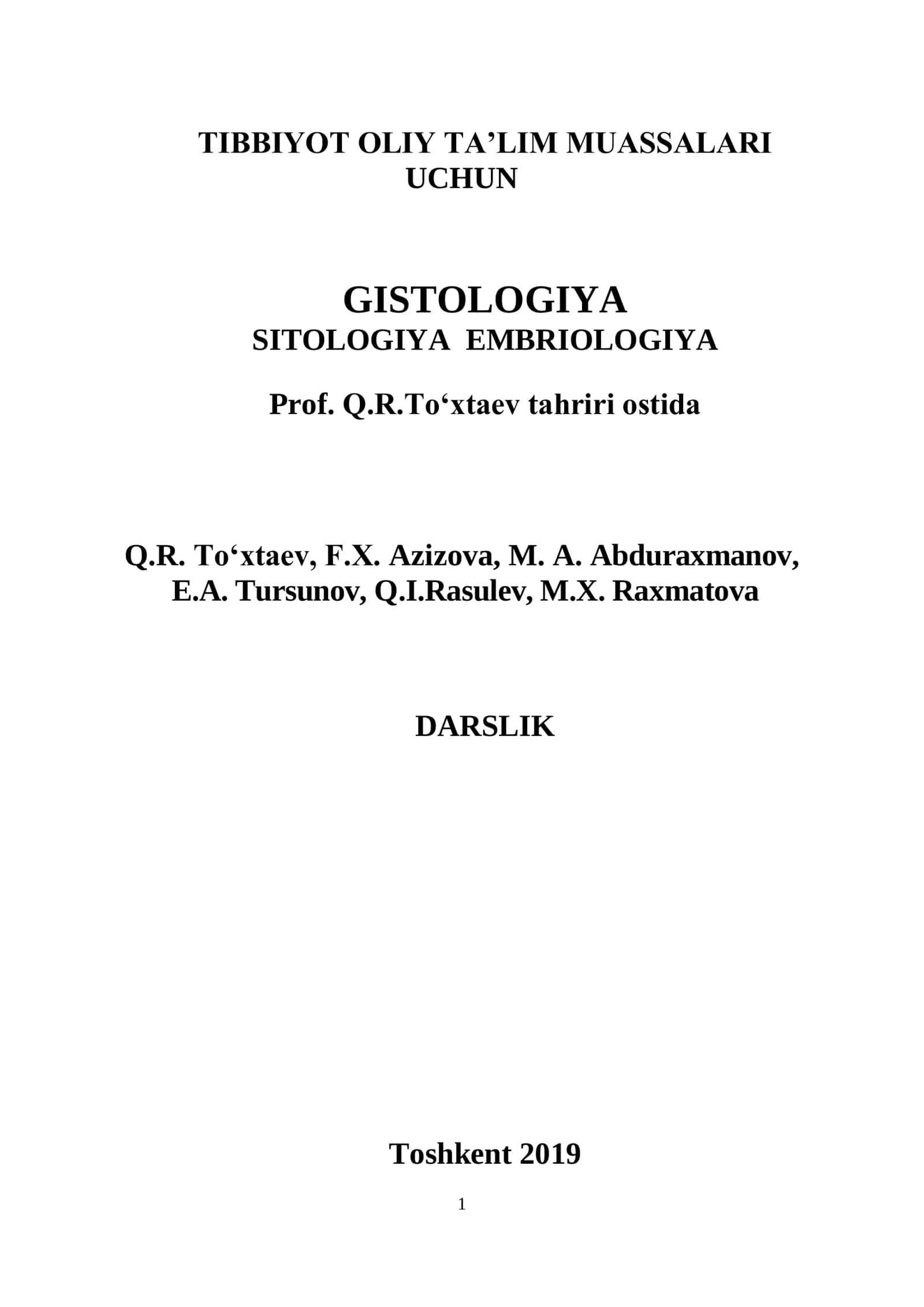 GISTOLOGIYA SITOLOGIYA EMBRIOLOGIYA 1