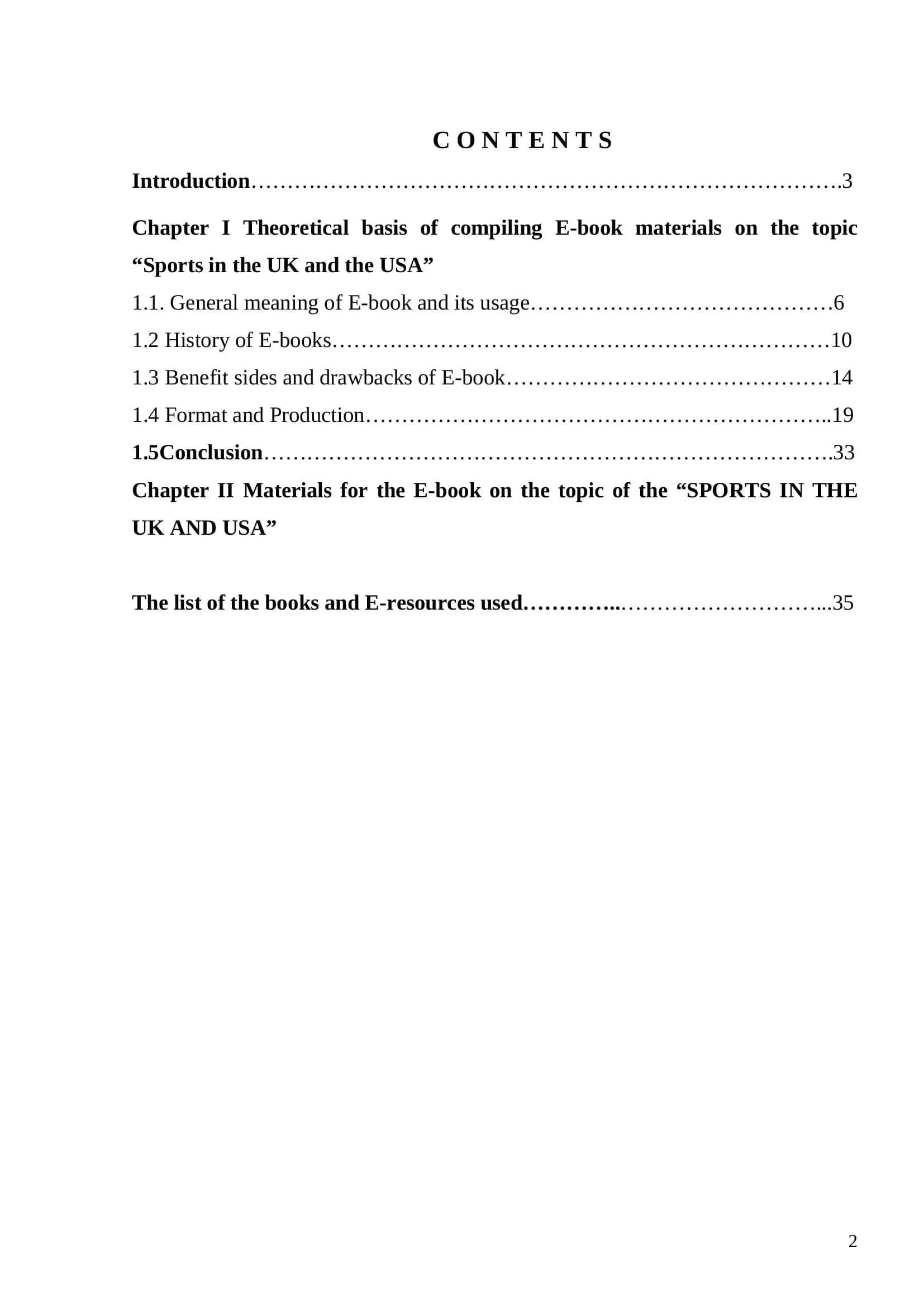 Materials for the E-book on the topic of the “SPORTS IN THE UK AND USA” 1