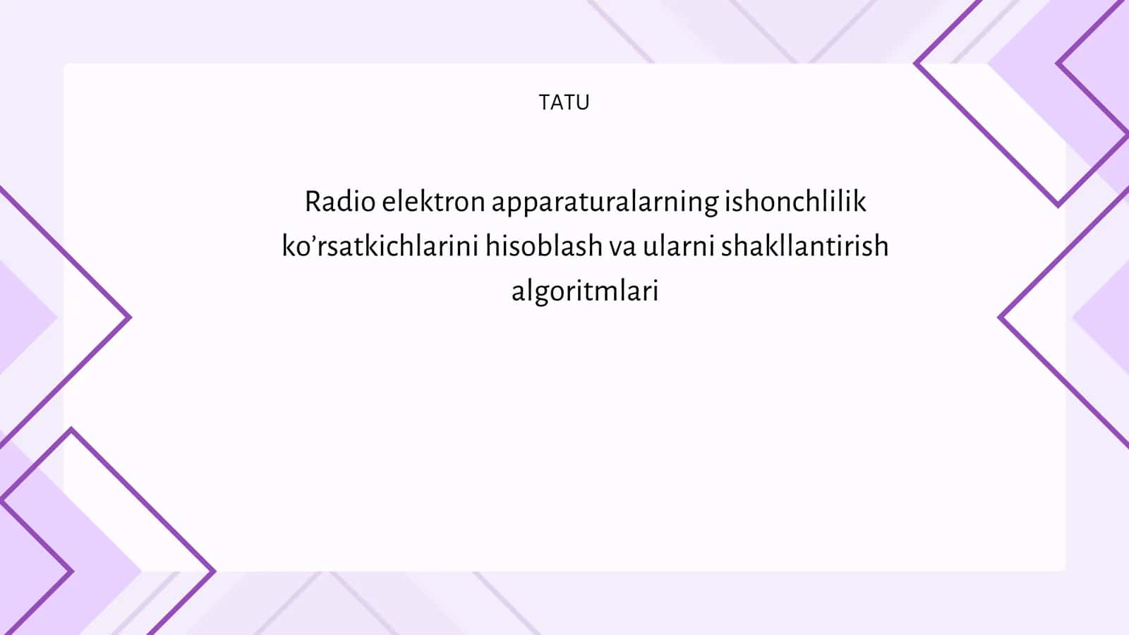 Radio elektron apparaturalarning ishonchlilik ko'rsatkichlari 1