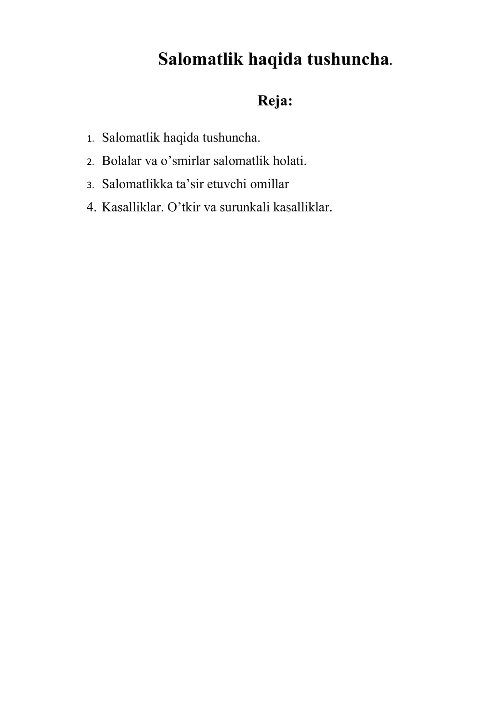 Salomatlik haqida tushuncha 1