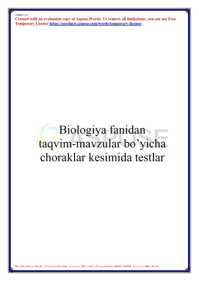 Botanika fanidan test 5- sinf 1