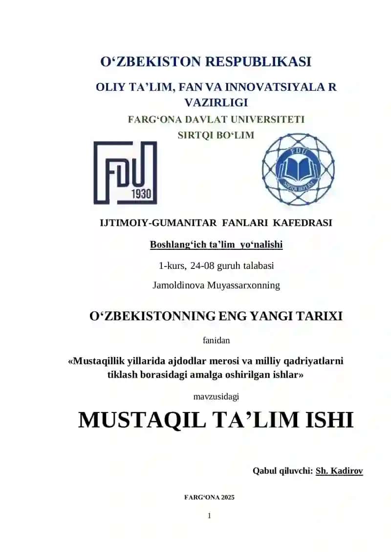Mustaqil ta'lim ishi