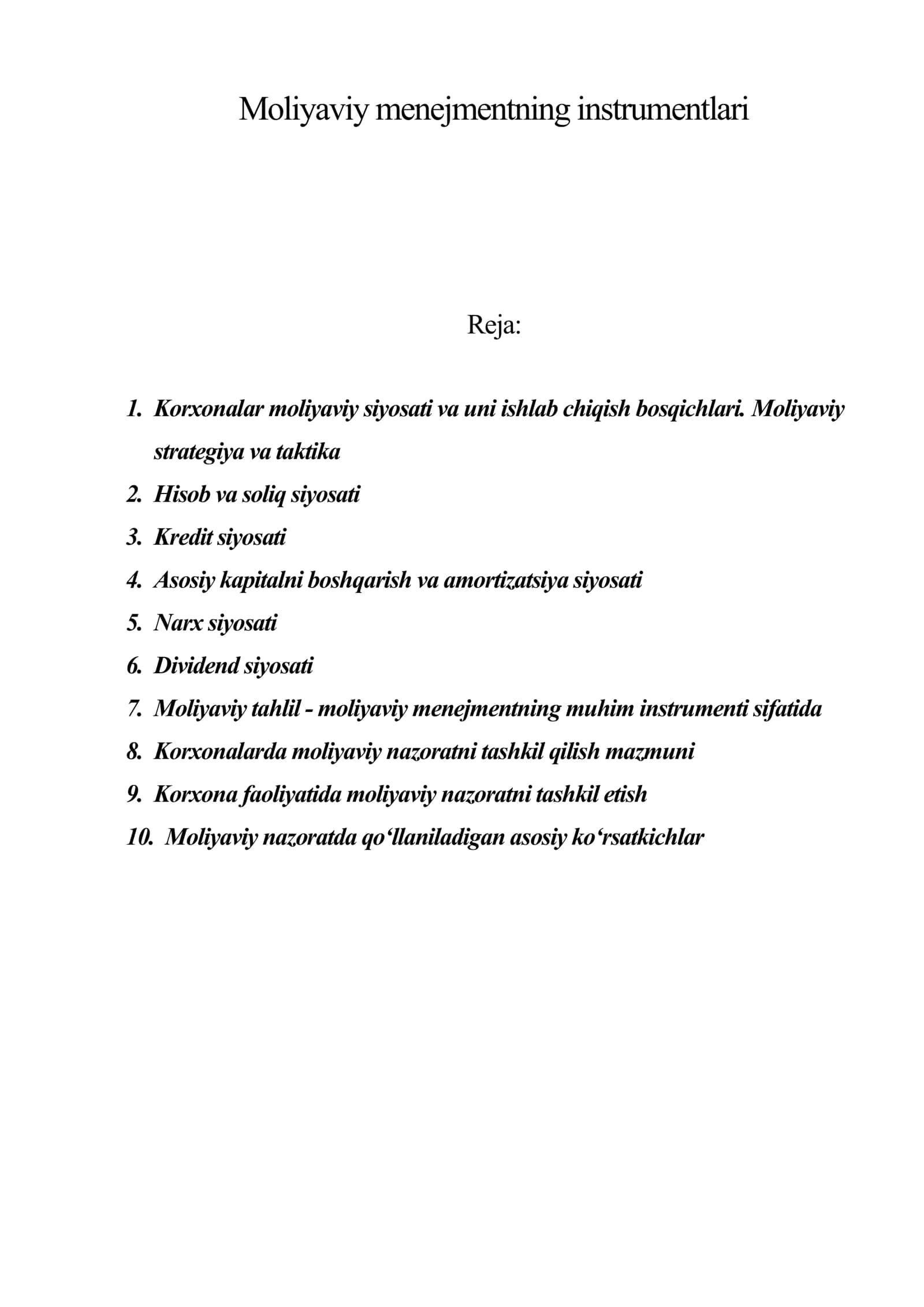 Moliyaviy menejmentning instrumentlari 1