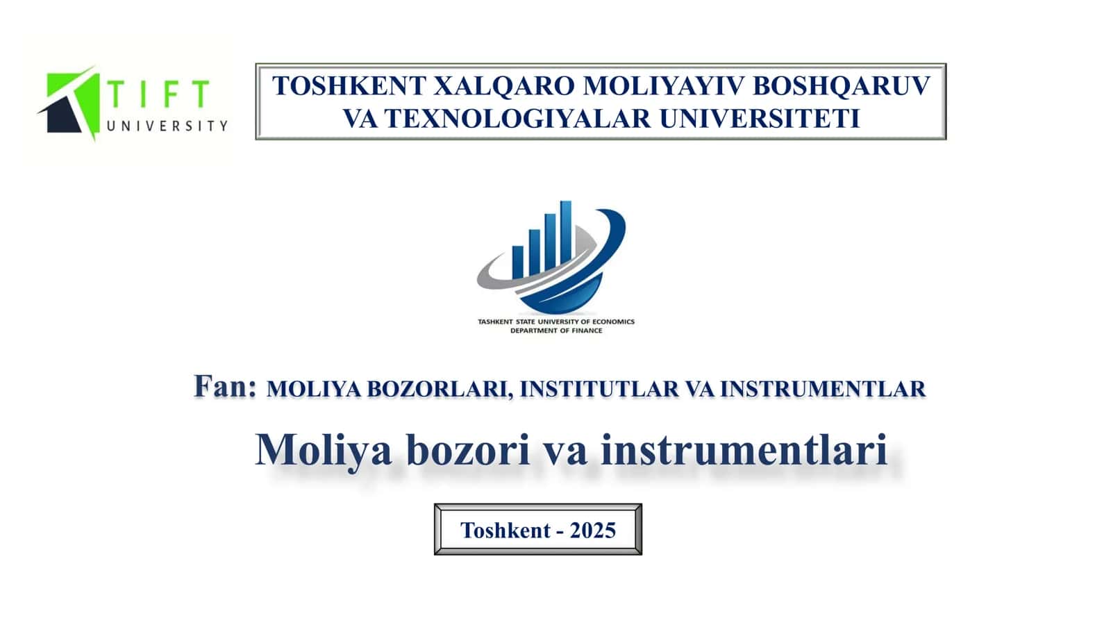 Moliya bozori va instrumentlari 1