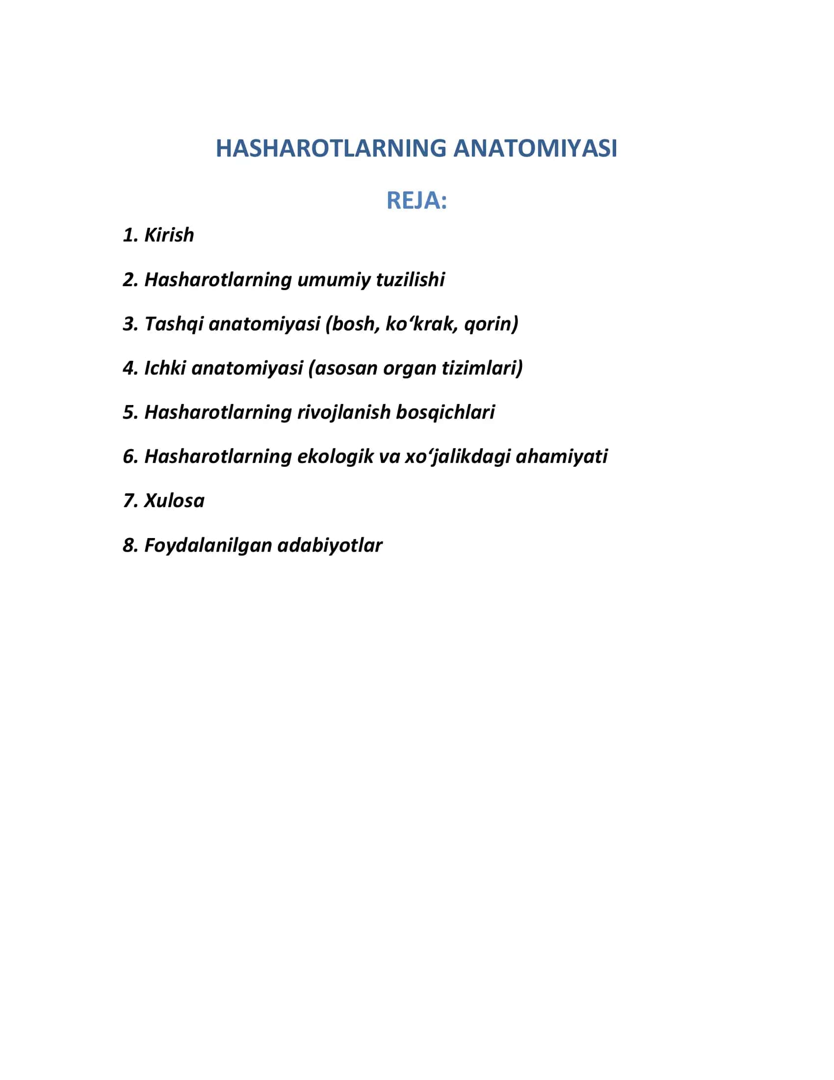 HASHAROTLARNING ANATOMIYASI 1