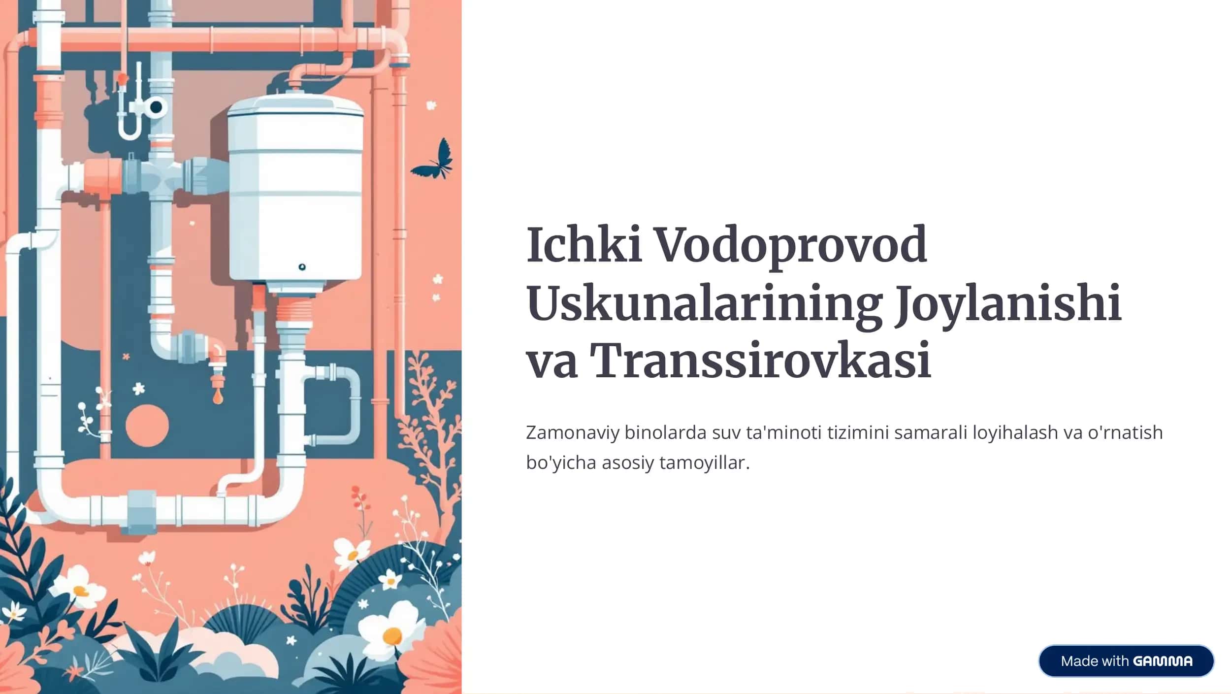 ichki vodoprovod uskunalarining joylanishi va transsirovkasi 1