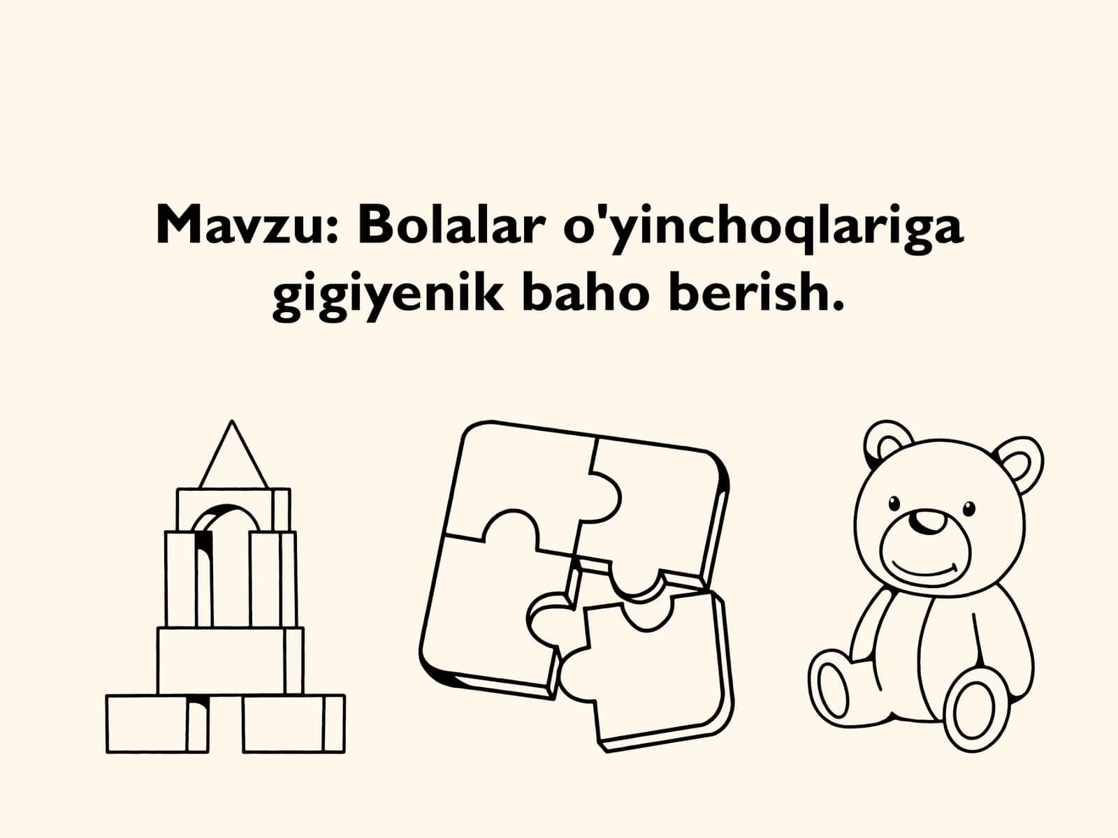 Bolalar o'yinchoqlariga gigiyenik baho berish 1