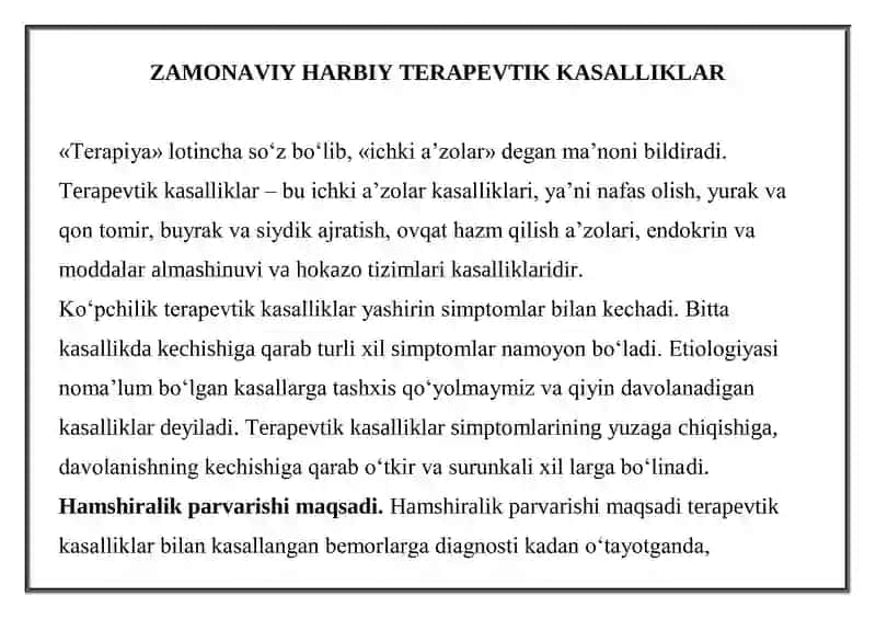 Zamonaviy harbiy terapevtik kasalliklar