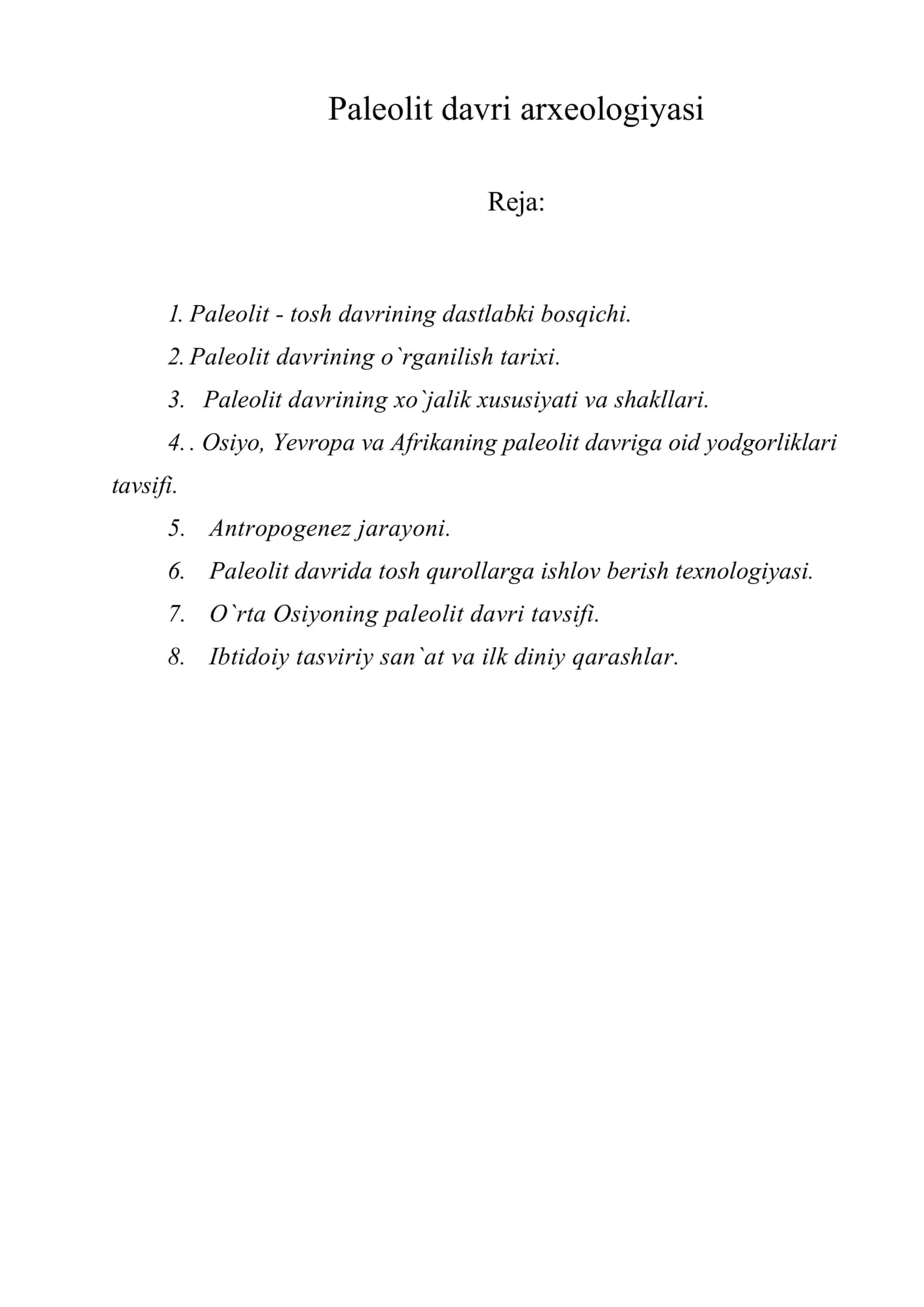 Paleolit davri arxeologiyasi 1