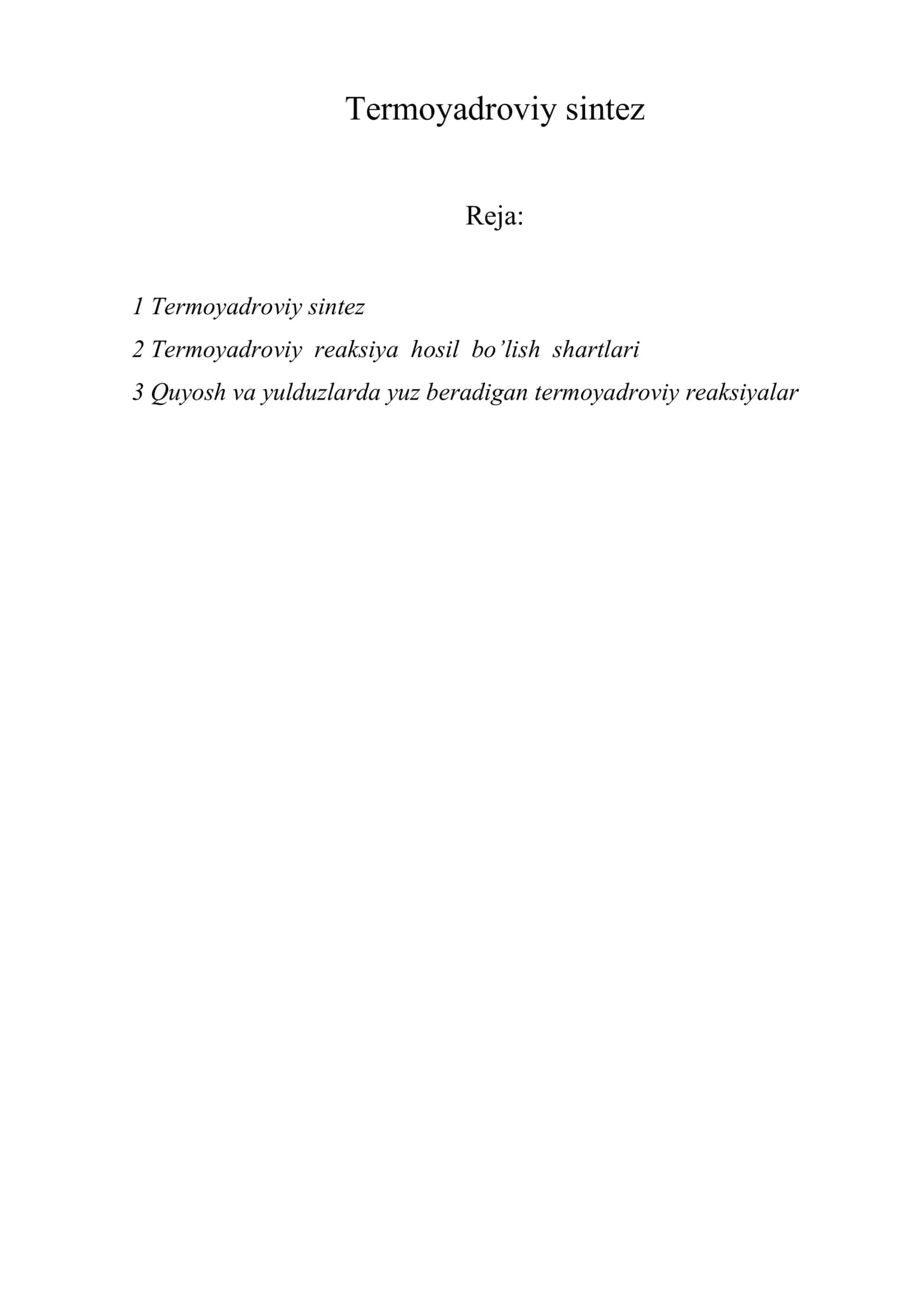 Termoyadroviy sintez 1