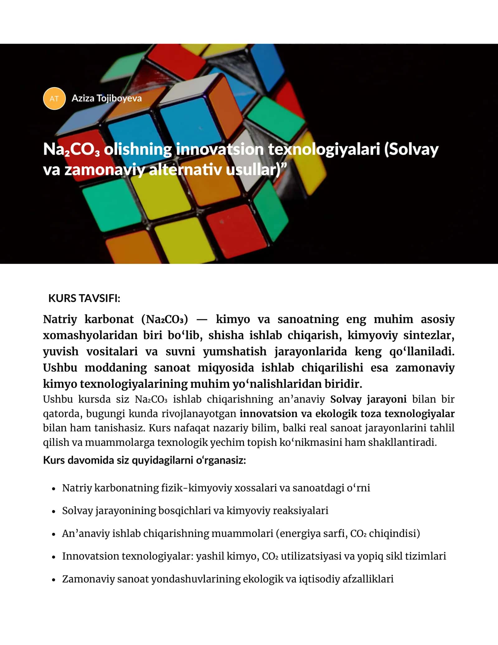 Natriy karbonat (Na₂CO₃) ishlab chiqarish texnologiyalari 1