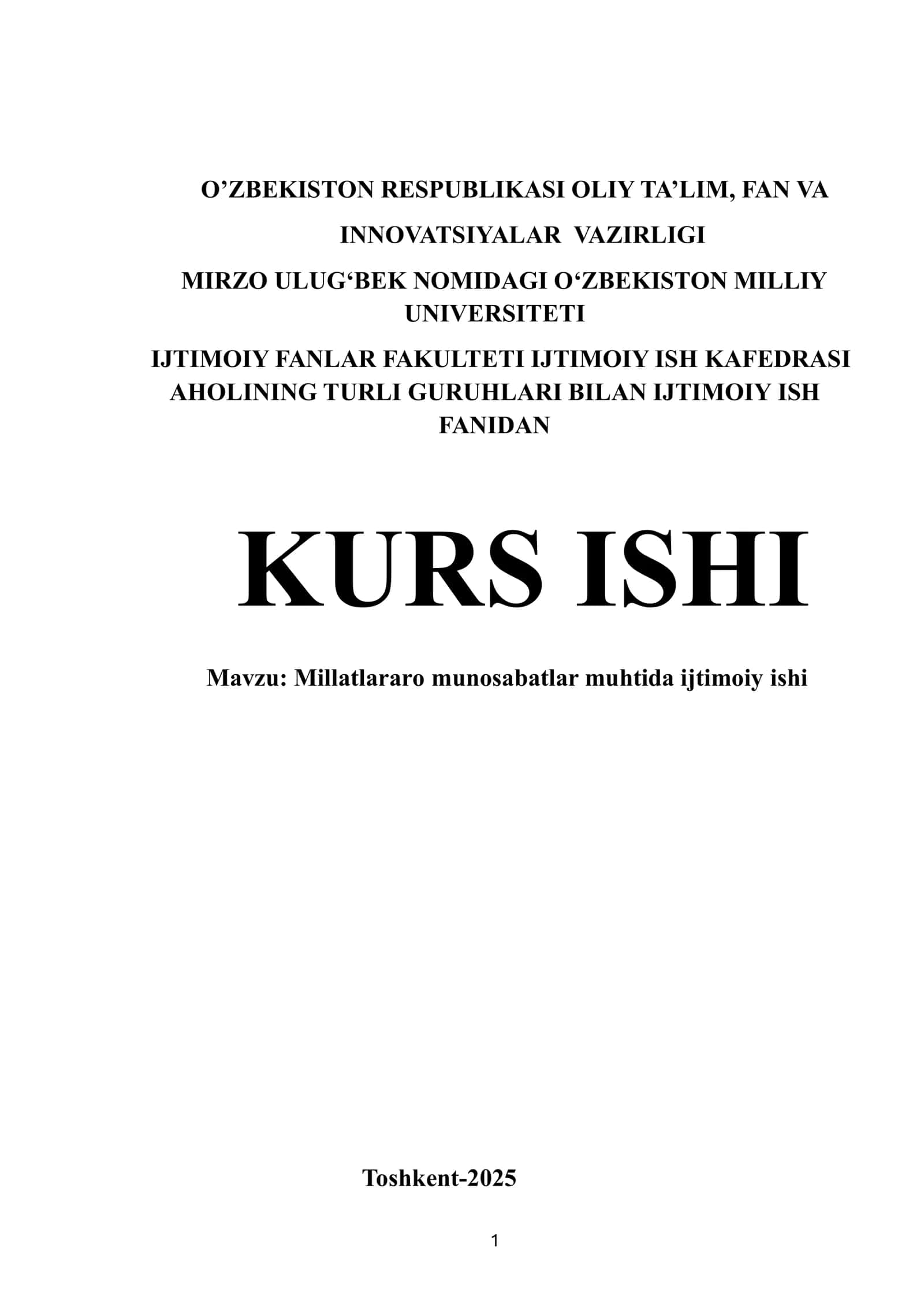 Millatlararo munosabatlar muhtida ijtimoiy ishi 1