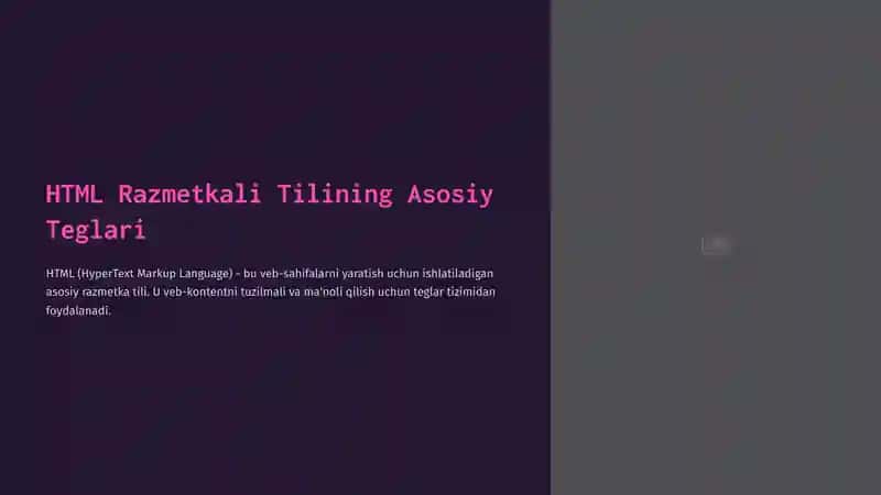 HTML Razmetkali Tilining Asosiy Teglari