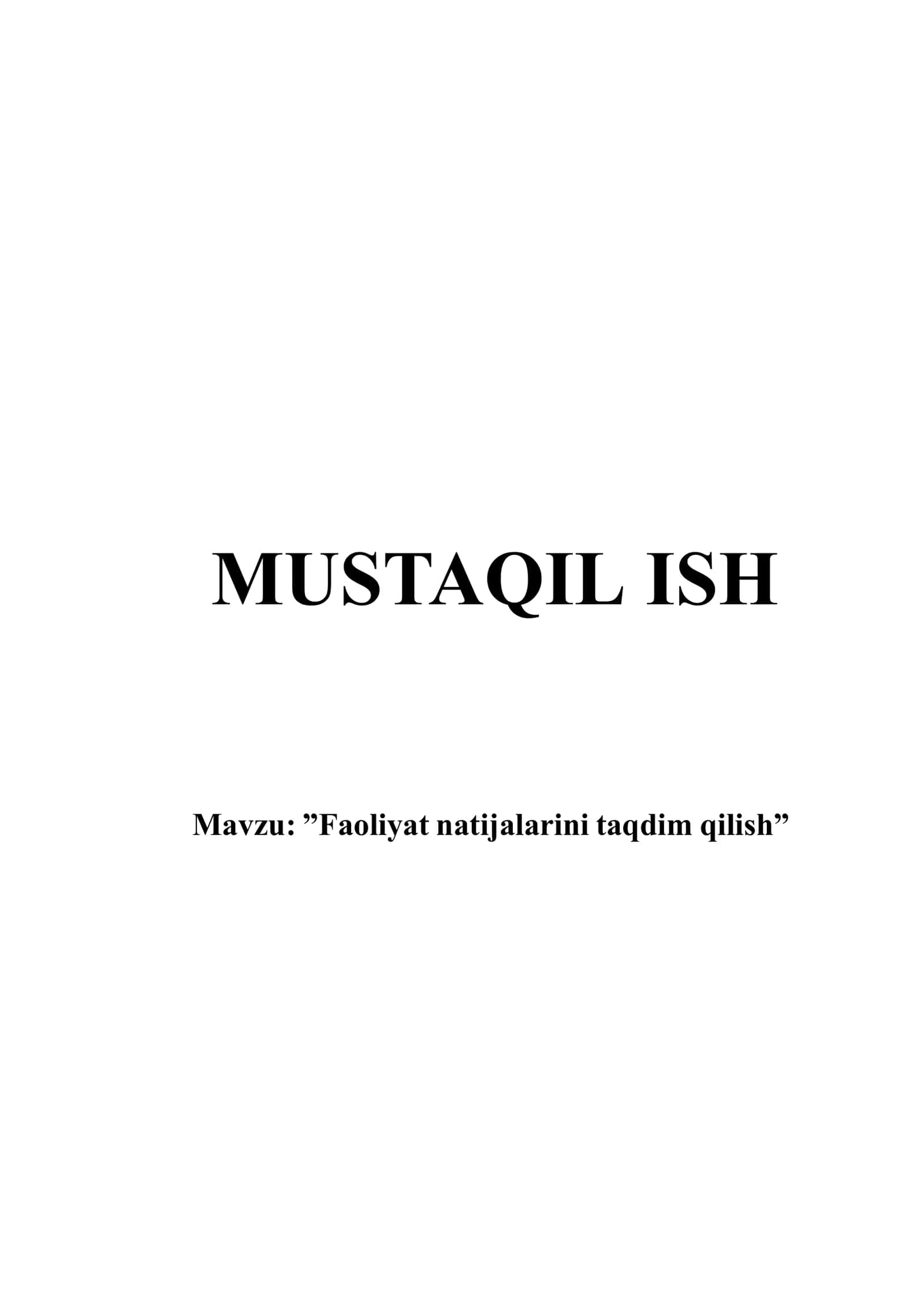”Faoliyat natijalarini taqdim qilish” 1