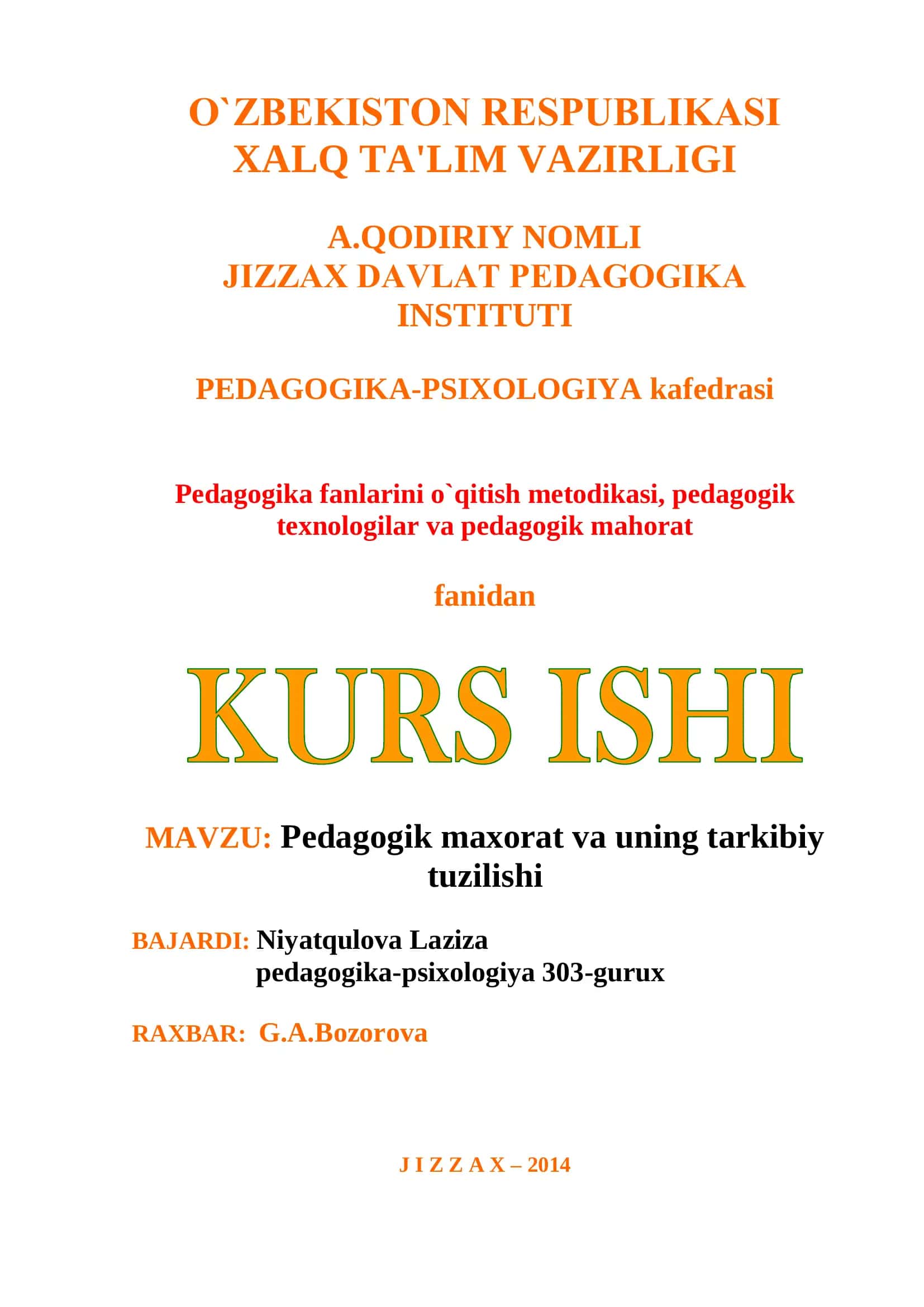 Pedagogik maxorat va uning tarkibiy tuzilishi 1