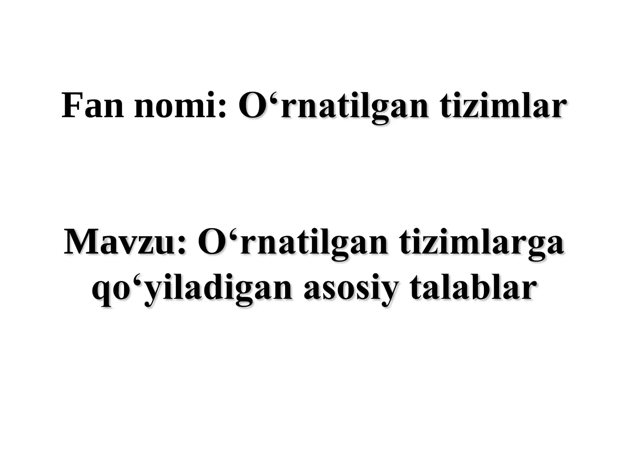 O‘rnatilgan tizimlar 1