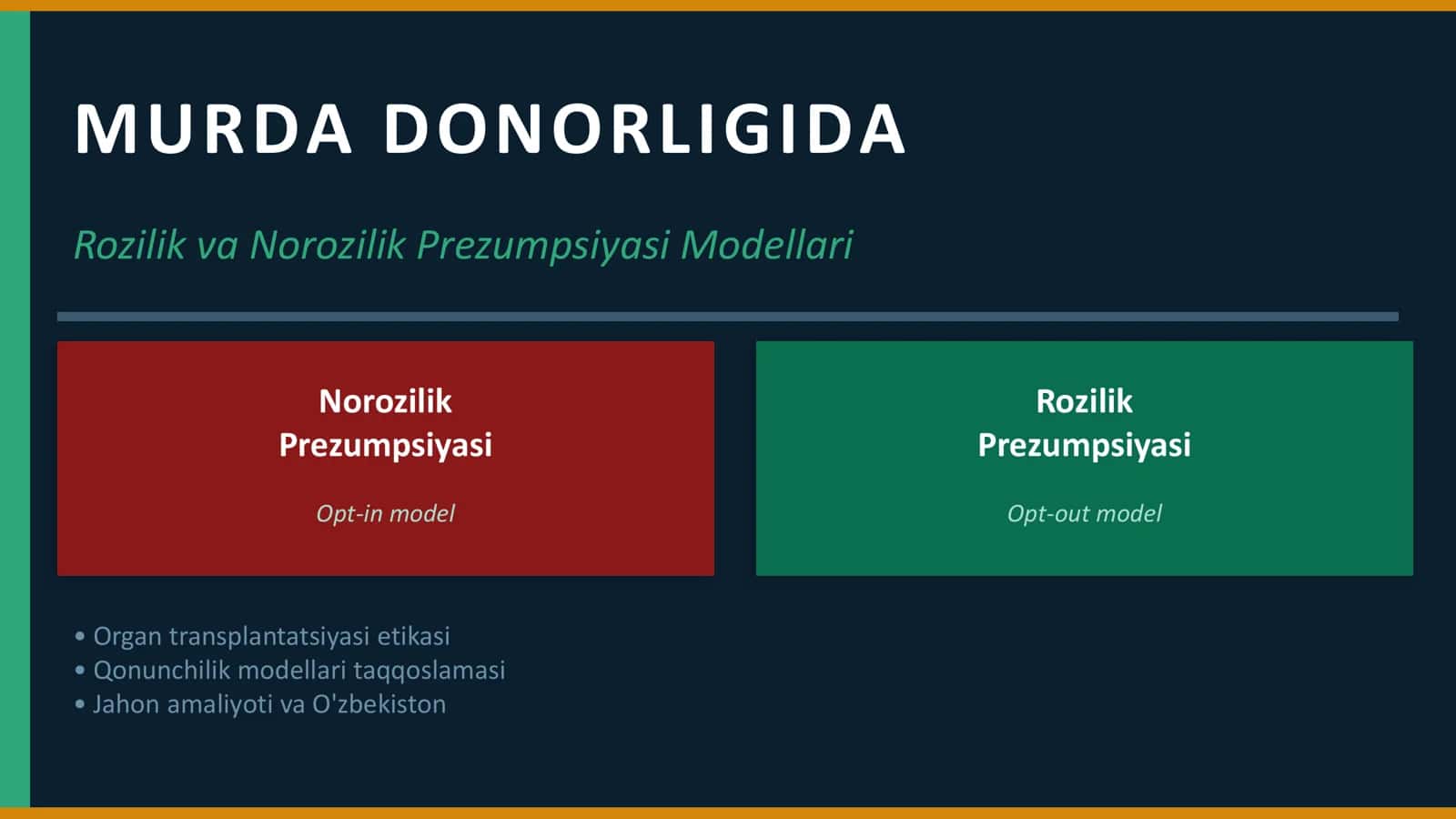 MURDA DONORLIGIDA Rozilik va Norozilik Prezumpsiyasi Modellari 1