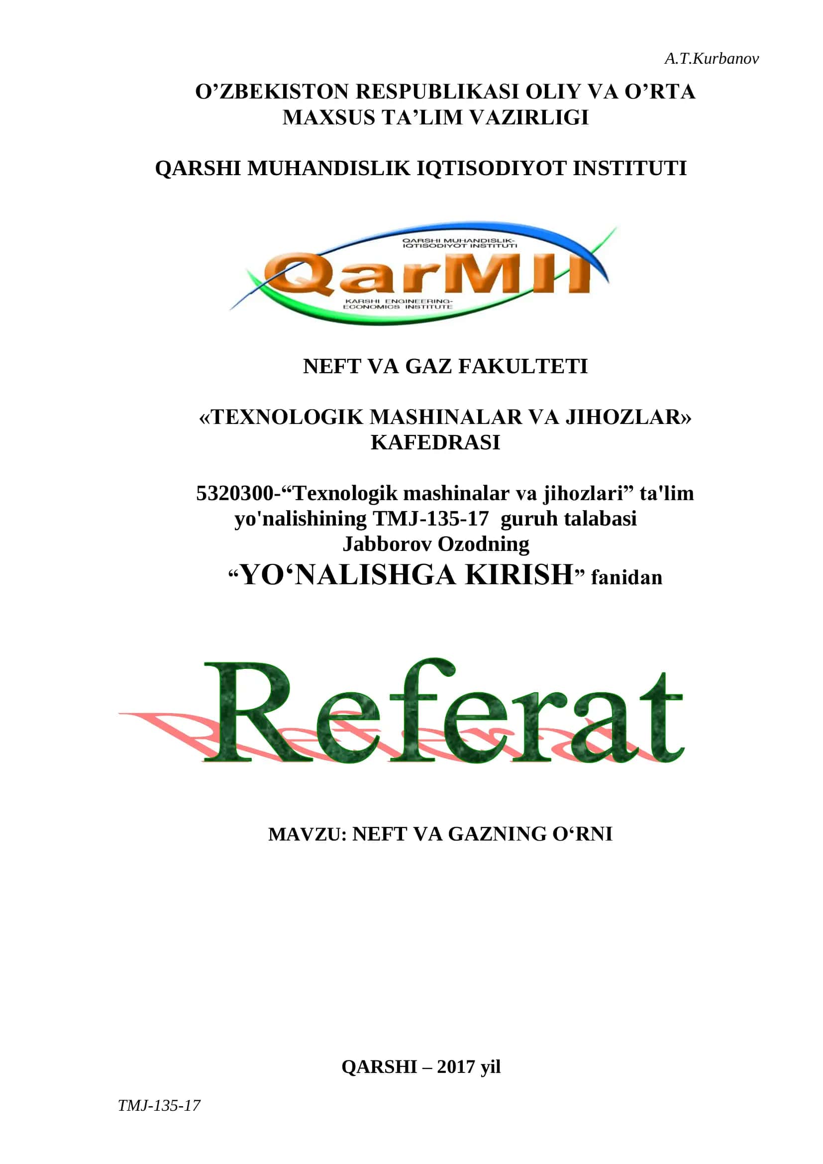 NEFT VA GAZNING О„RNI 1