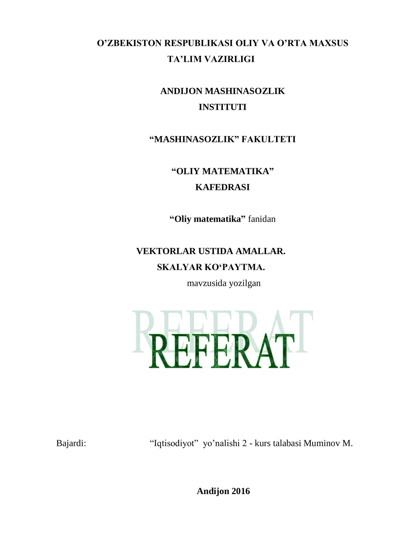 VЕKTORLAR USTIDA AMALLAR 1