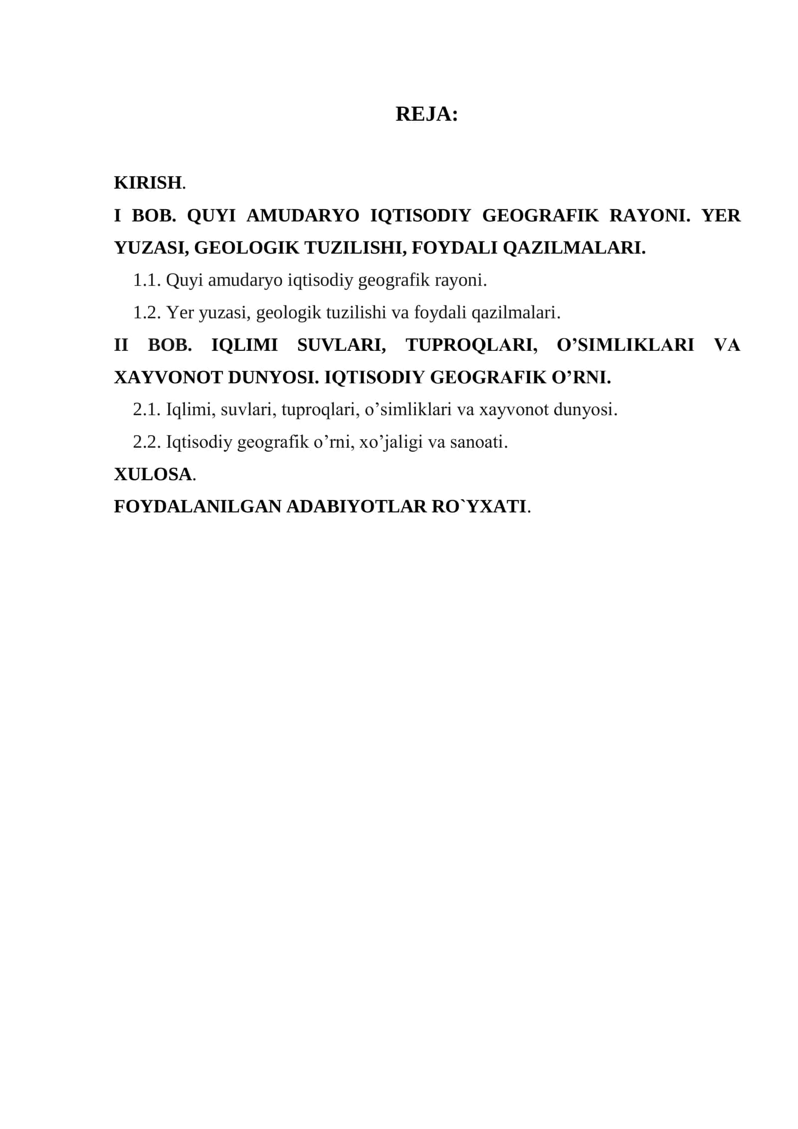 FOYDALANILGAN ADABIYOTLAR RO`YXATI 1