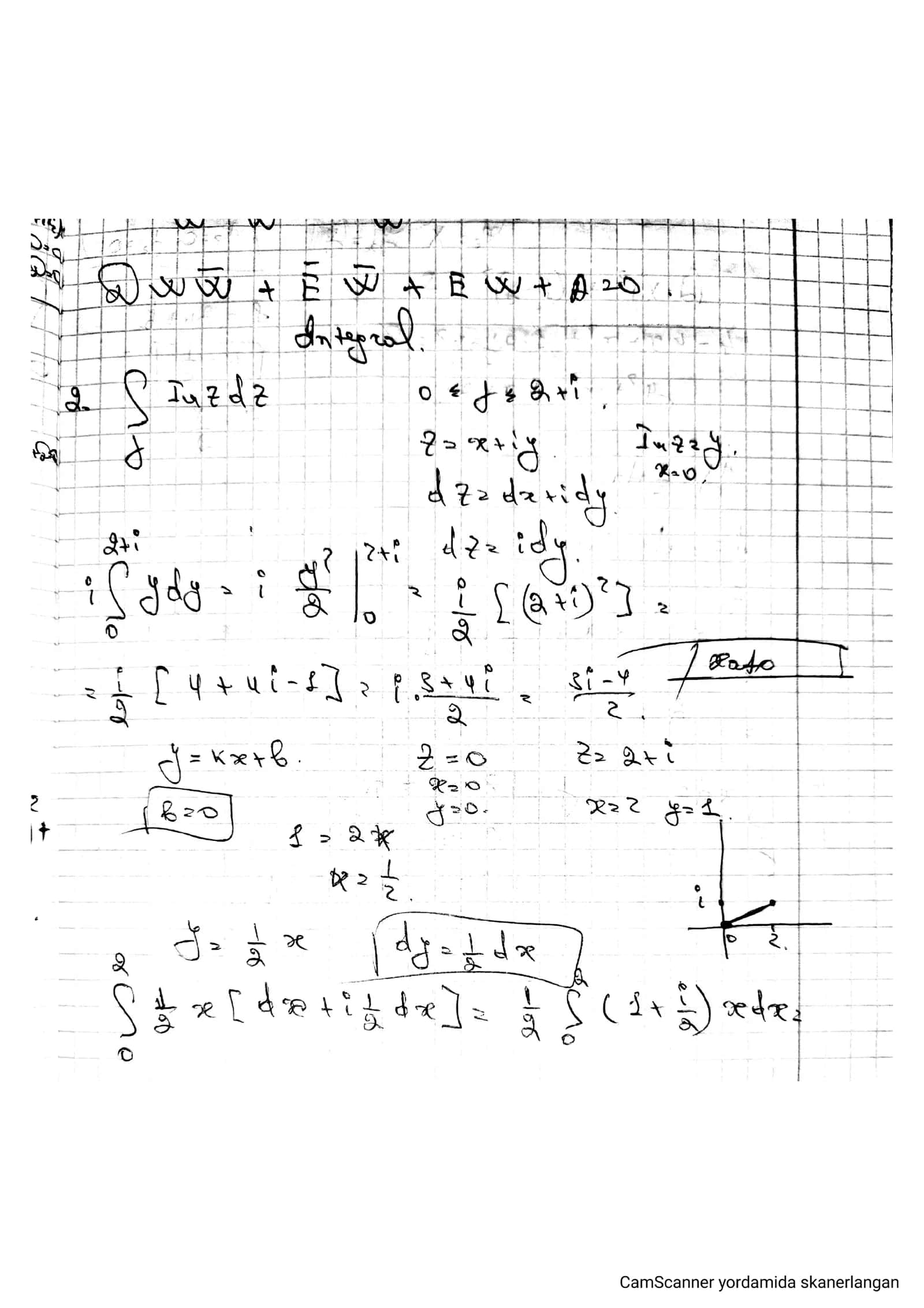 Kompleks oʻzgaruvchili funktsiya. Integral 1