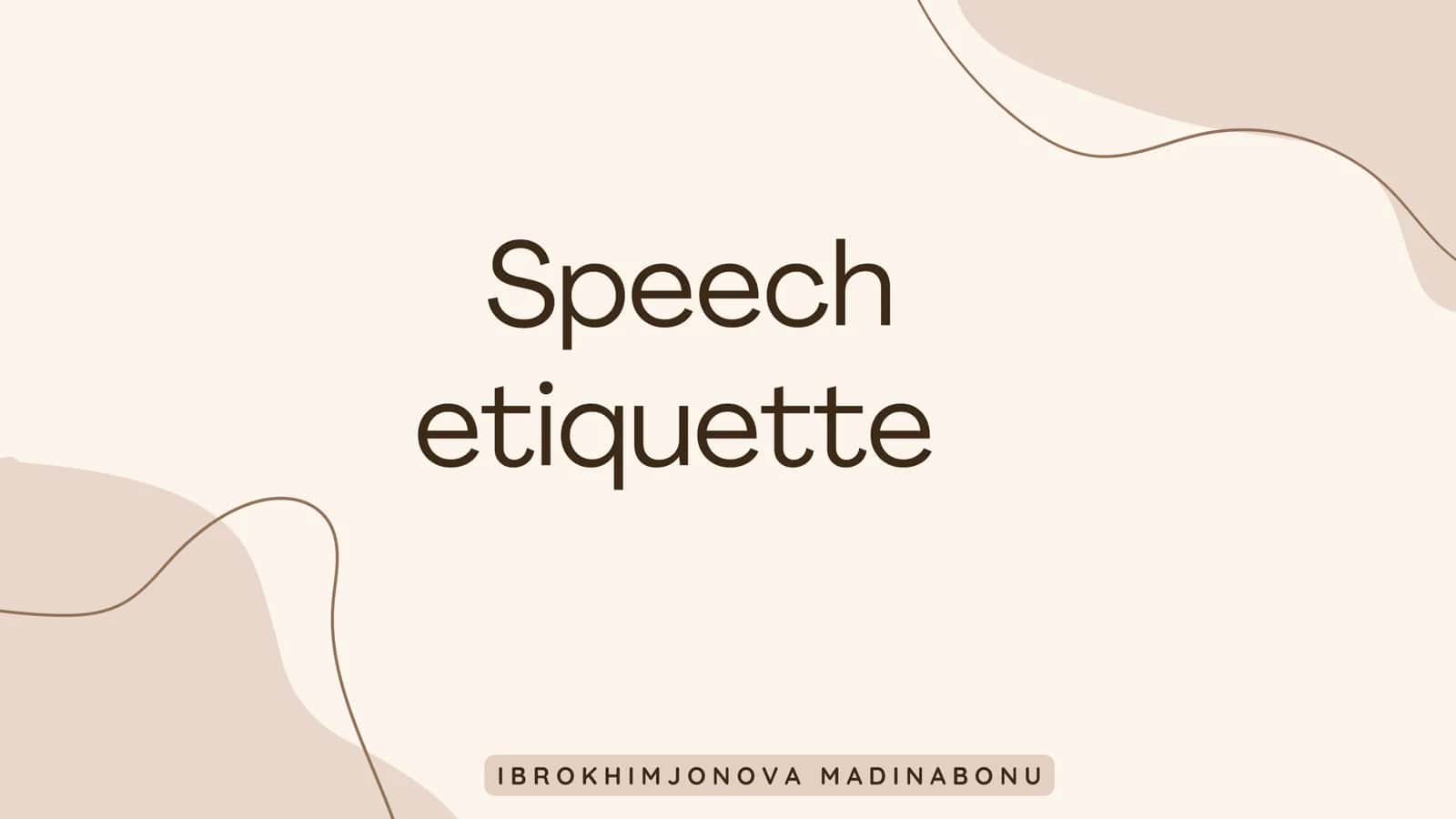 Speech etiquette 1