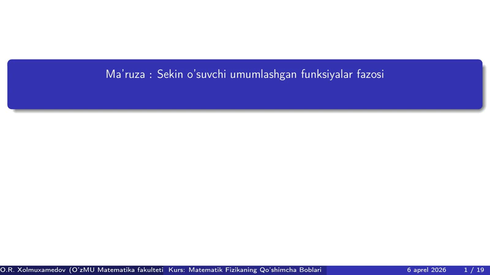Sekin o’suvchi umumlashgan funksiyalar fazosi 1