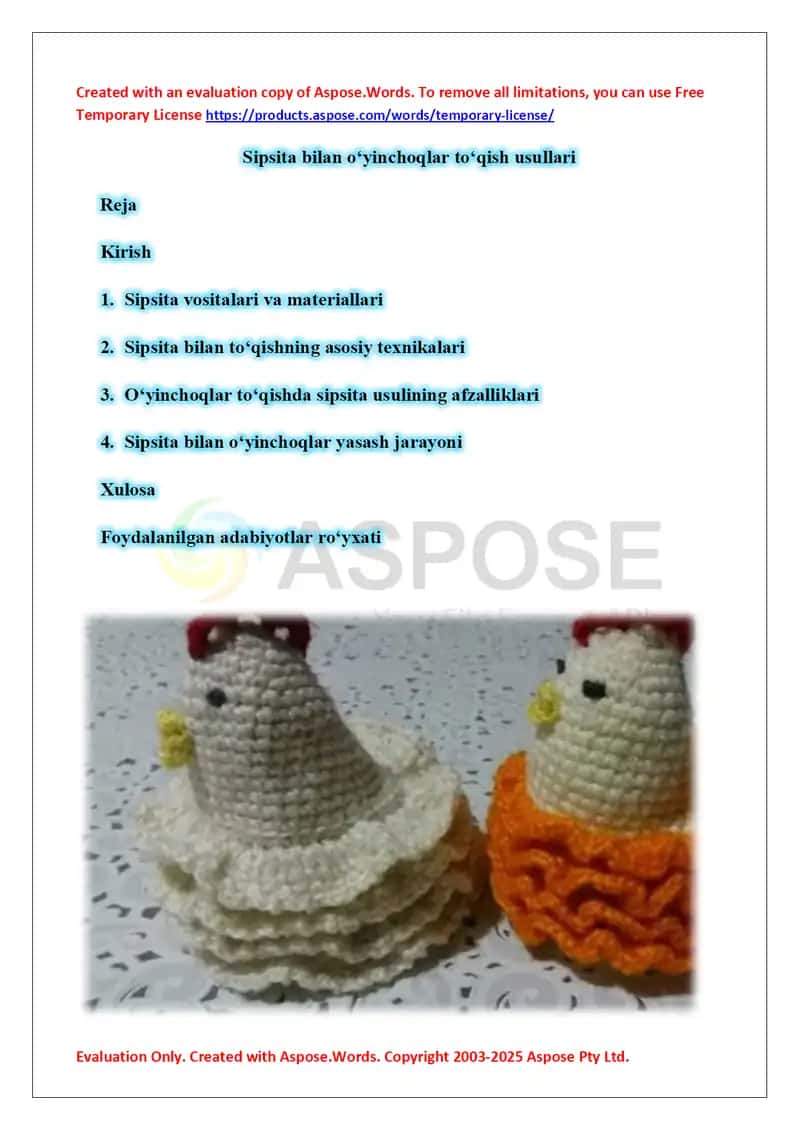 Sipsita bilan o‘yinchoqlar to‘qish usullari 1