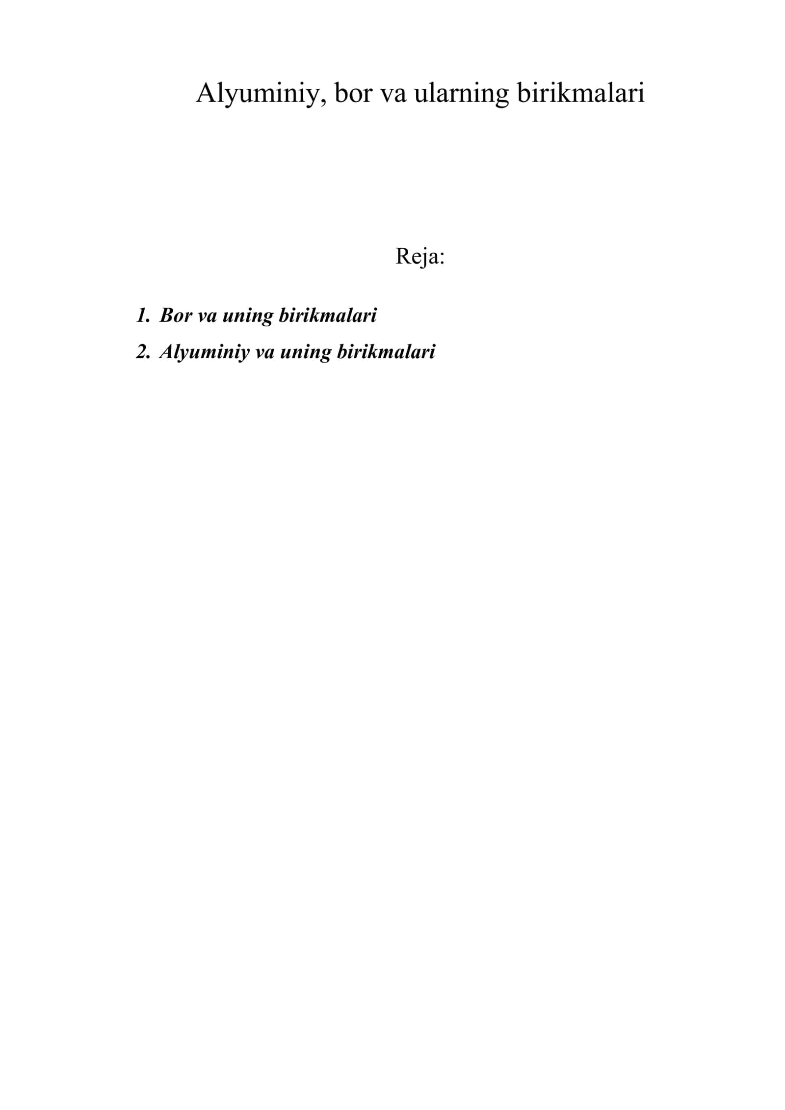 Alyuminiy, bor va ularning birikmalari 1