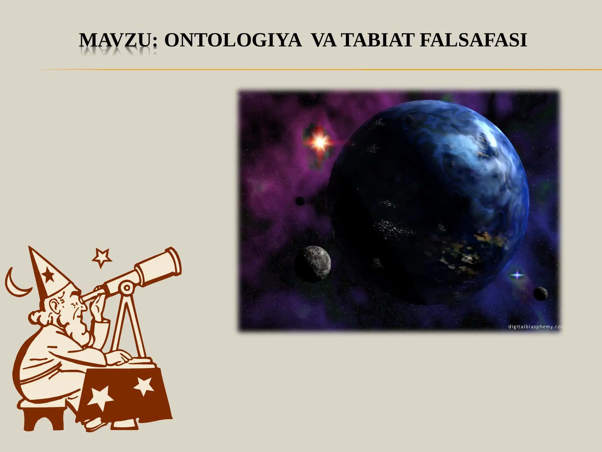 Falsafa fani uchun Ontologiya mavzusi 1