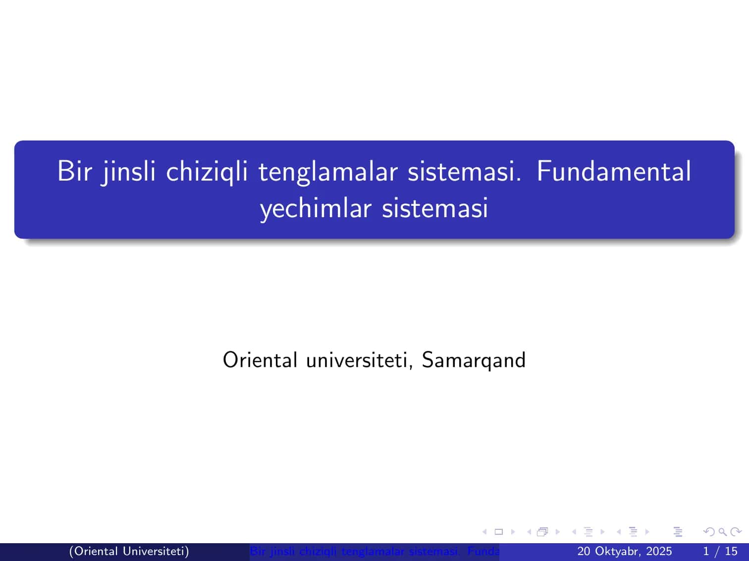 Chiziqli tenglamalar sistemasi 1
