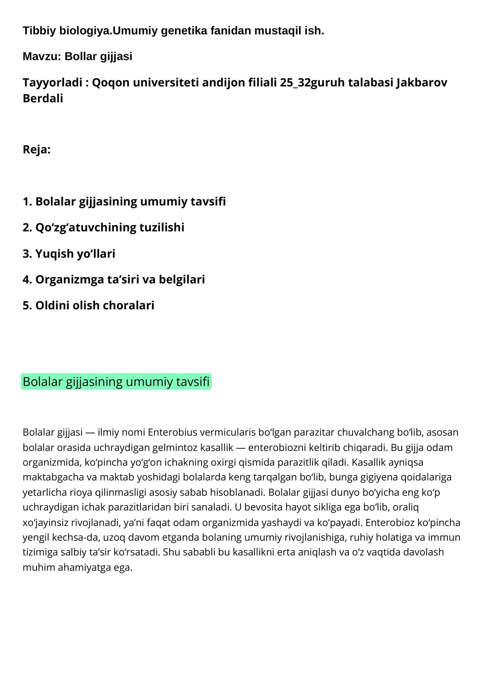 Bolalar gijjasi 1