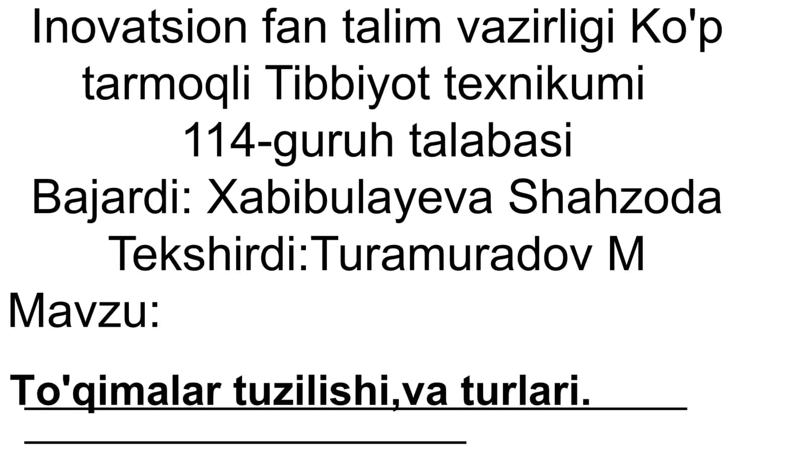 Toʻqima tuzilishi va funksiyasi 1