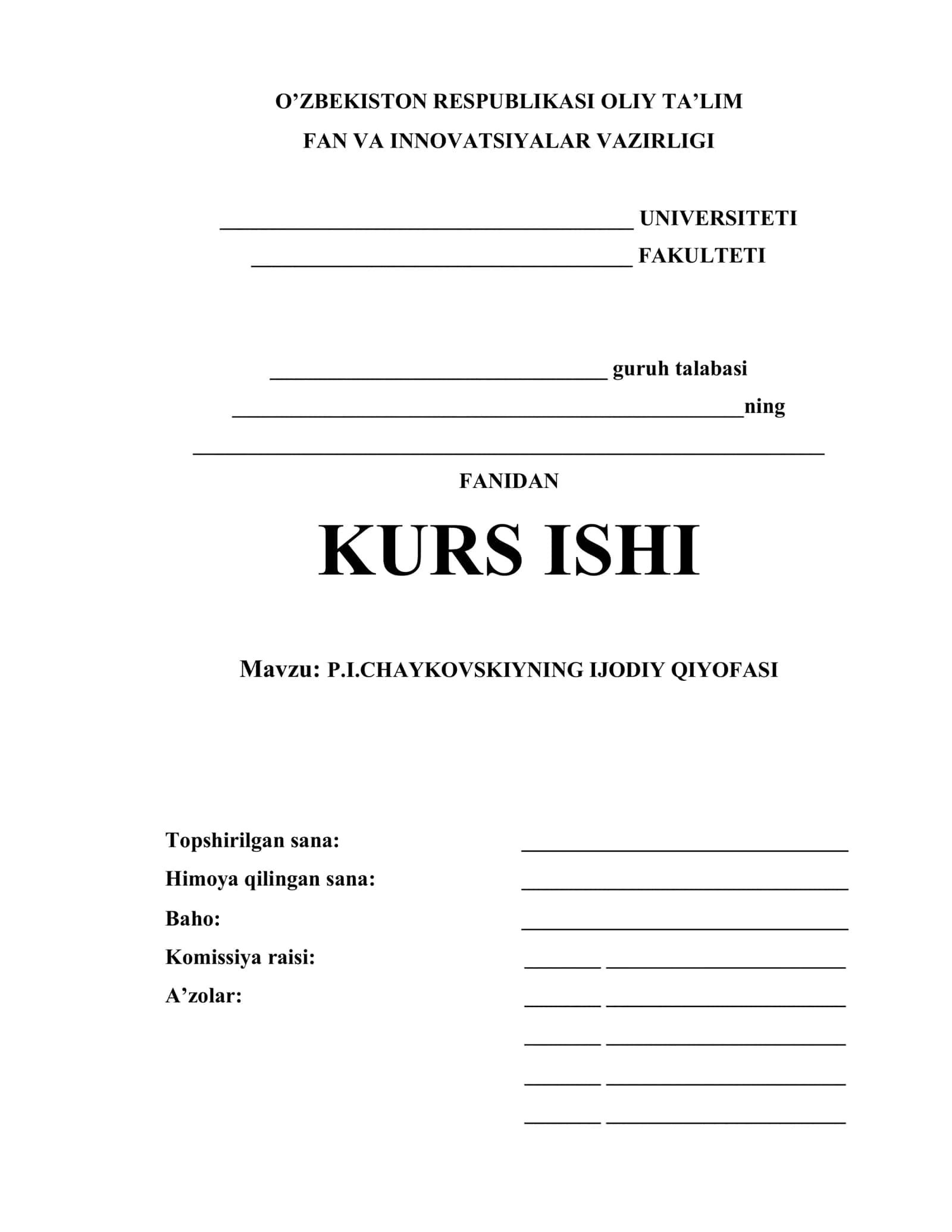 P.I.CHaykovskiyning ijodiy qiyofasi 1