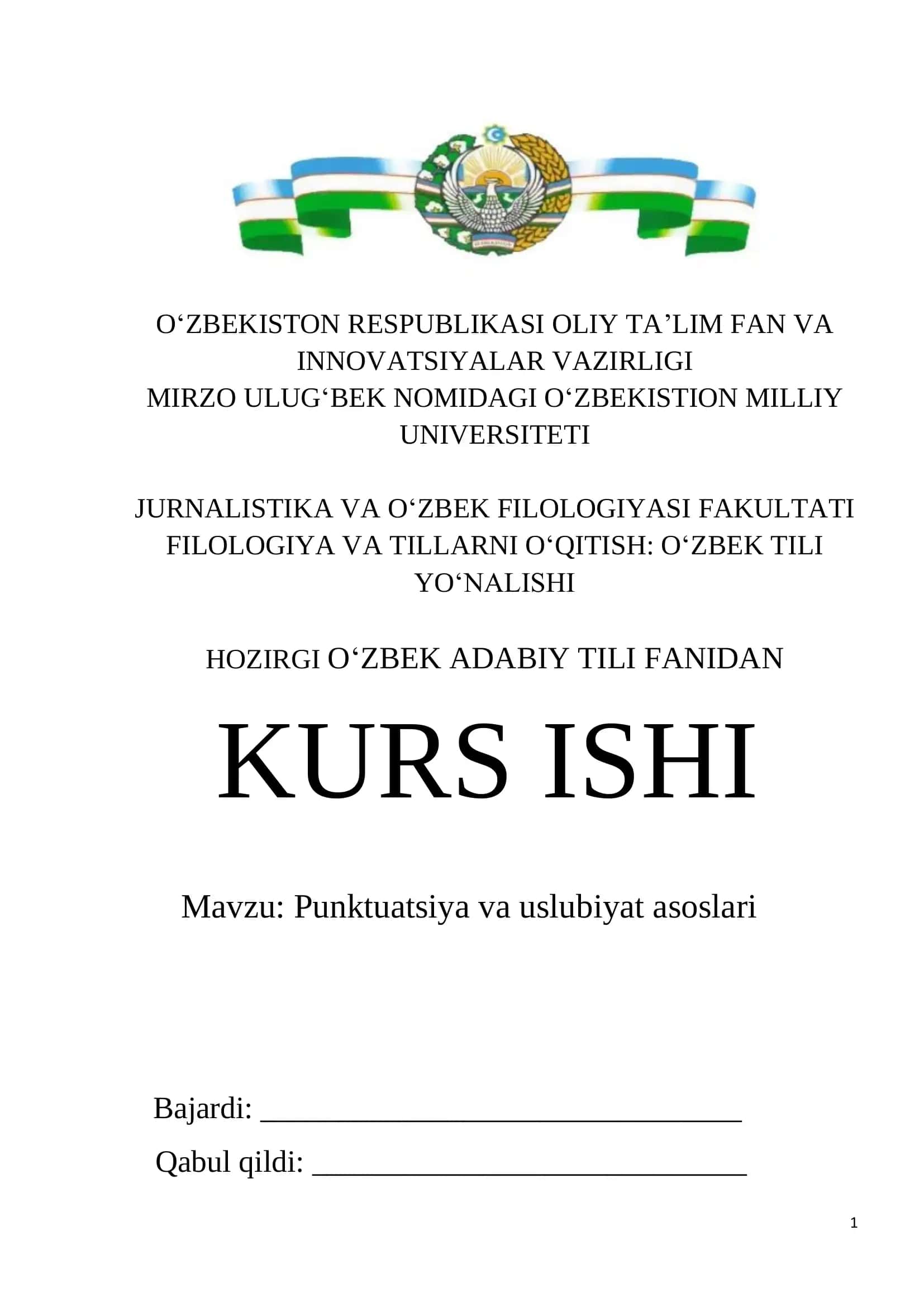 Punktuatsiya va uslubiyat asoslari 1