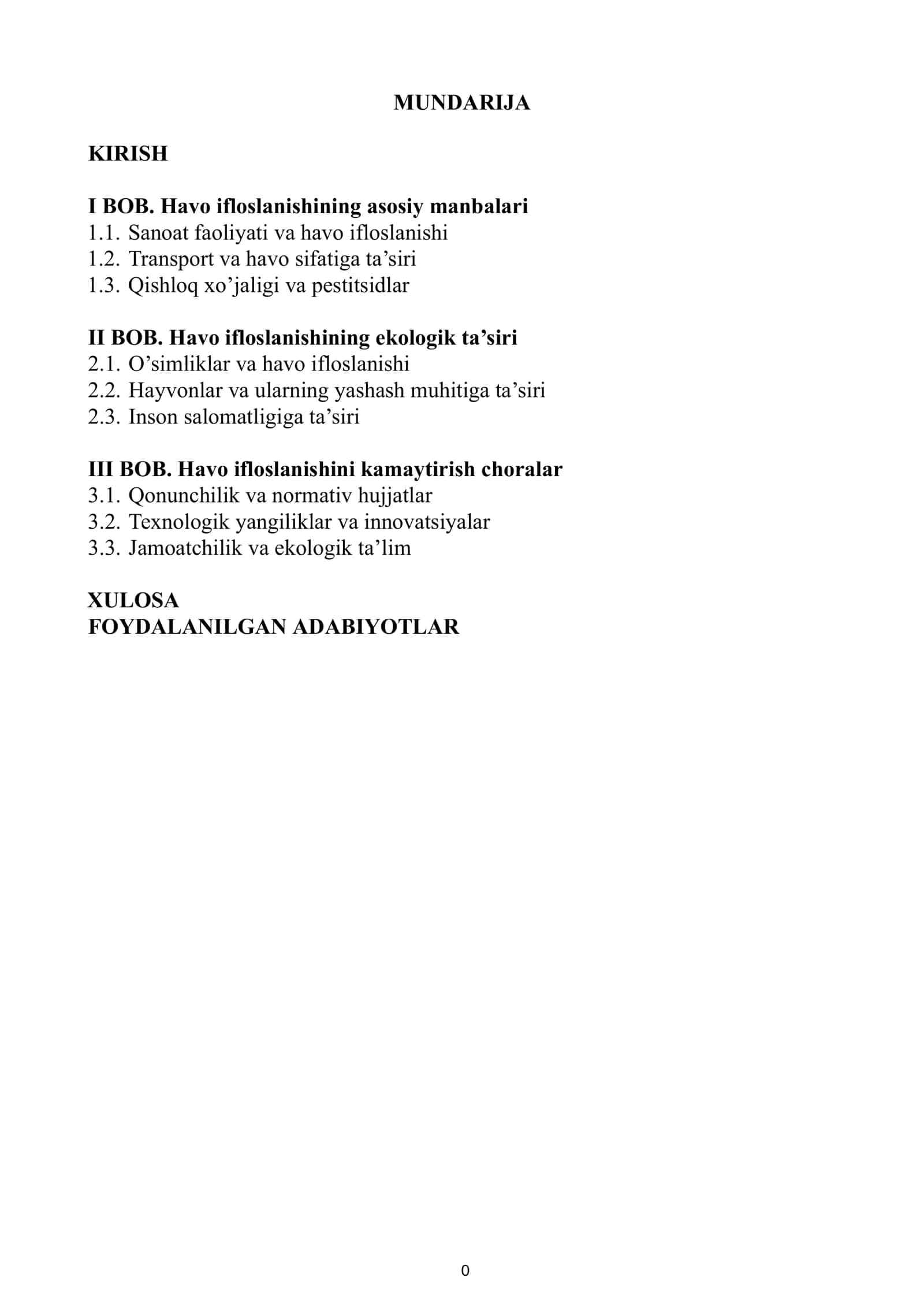 Havo ifloslanishining ekologik ta’siri 1