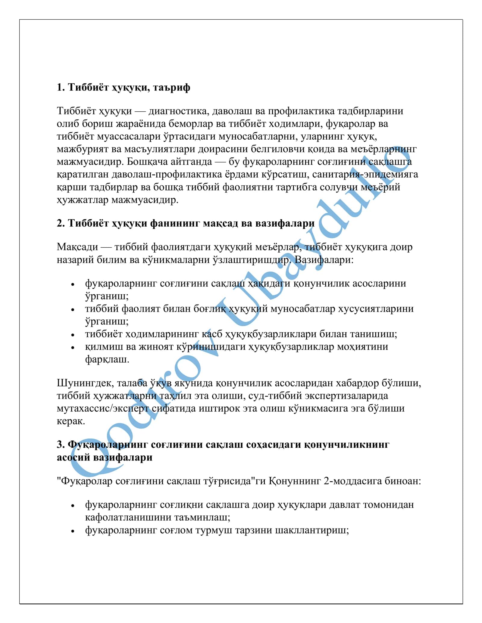 Sud tibbiyoti va tibbiyot huquqi Oske Javoblar 1